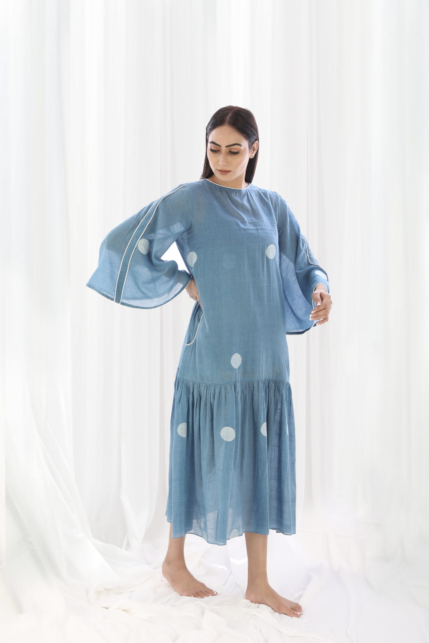 French Blue Drop Waist Dress – Khat Clothing