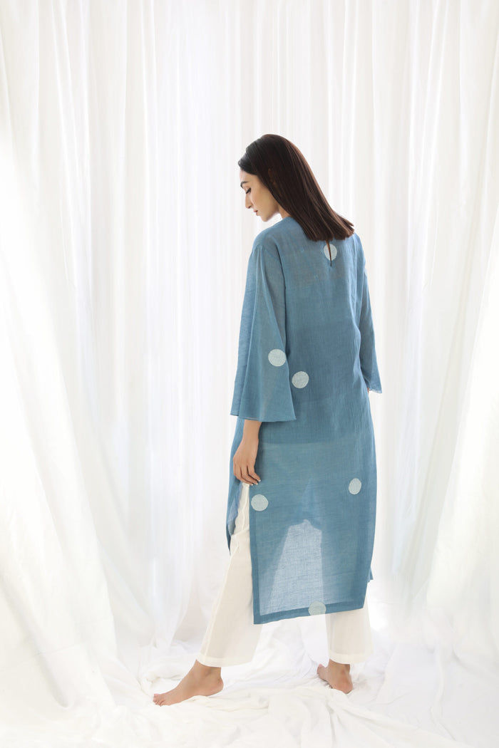 French Blue Wide Sleeve Top Co-ord