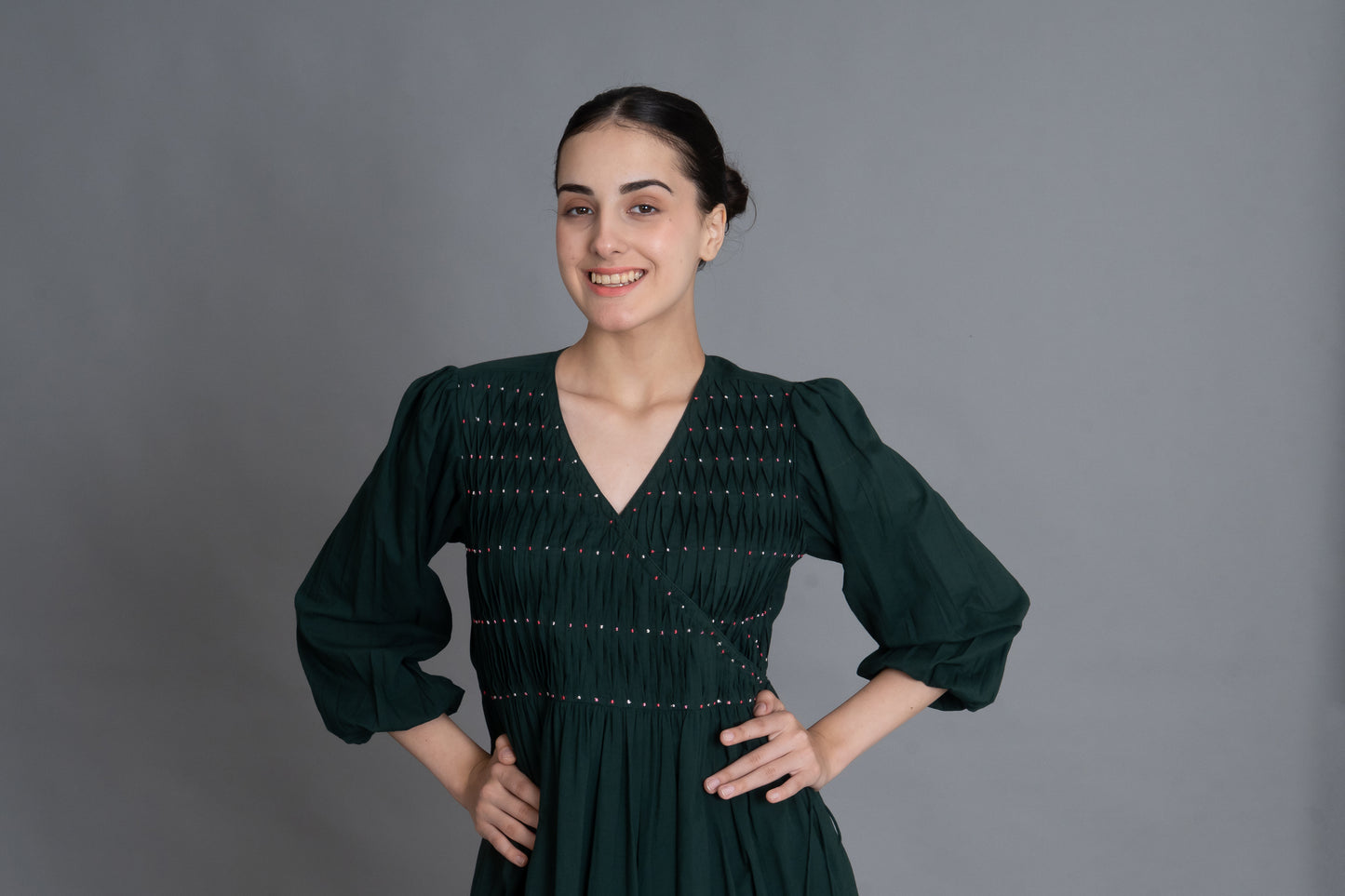 Forest Green Hand-Smocked Dress Co-ord