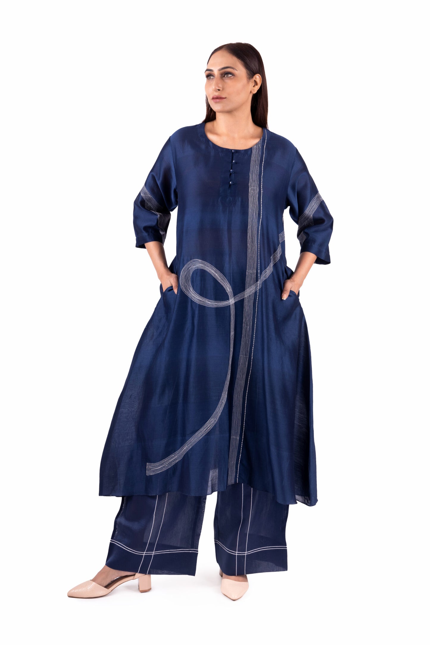 Khat Pantone Embroidery Dress Co-ord With Scraf