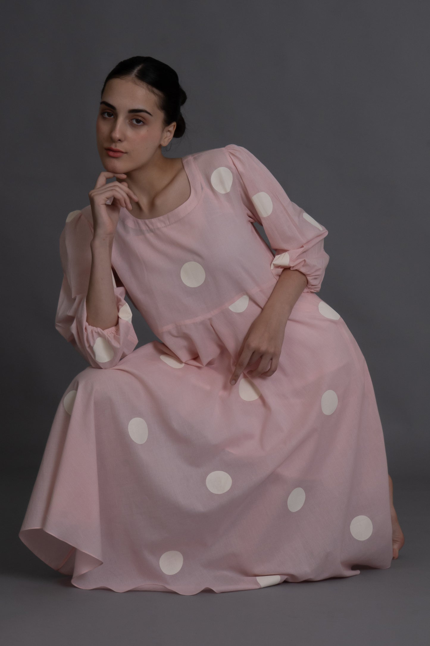Pastel pink polka Dress Co-ord
