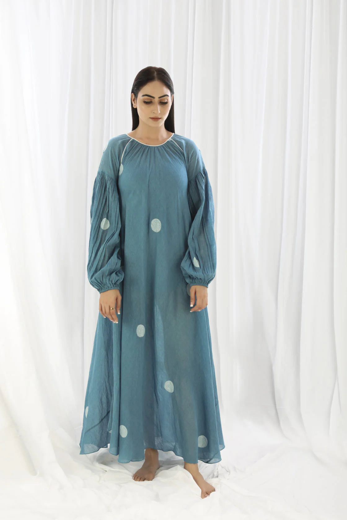 French Blue Bishop Sleeve Dress