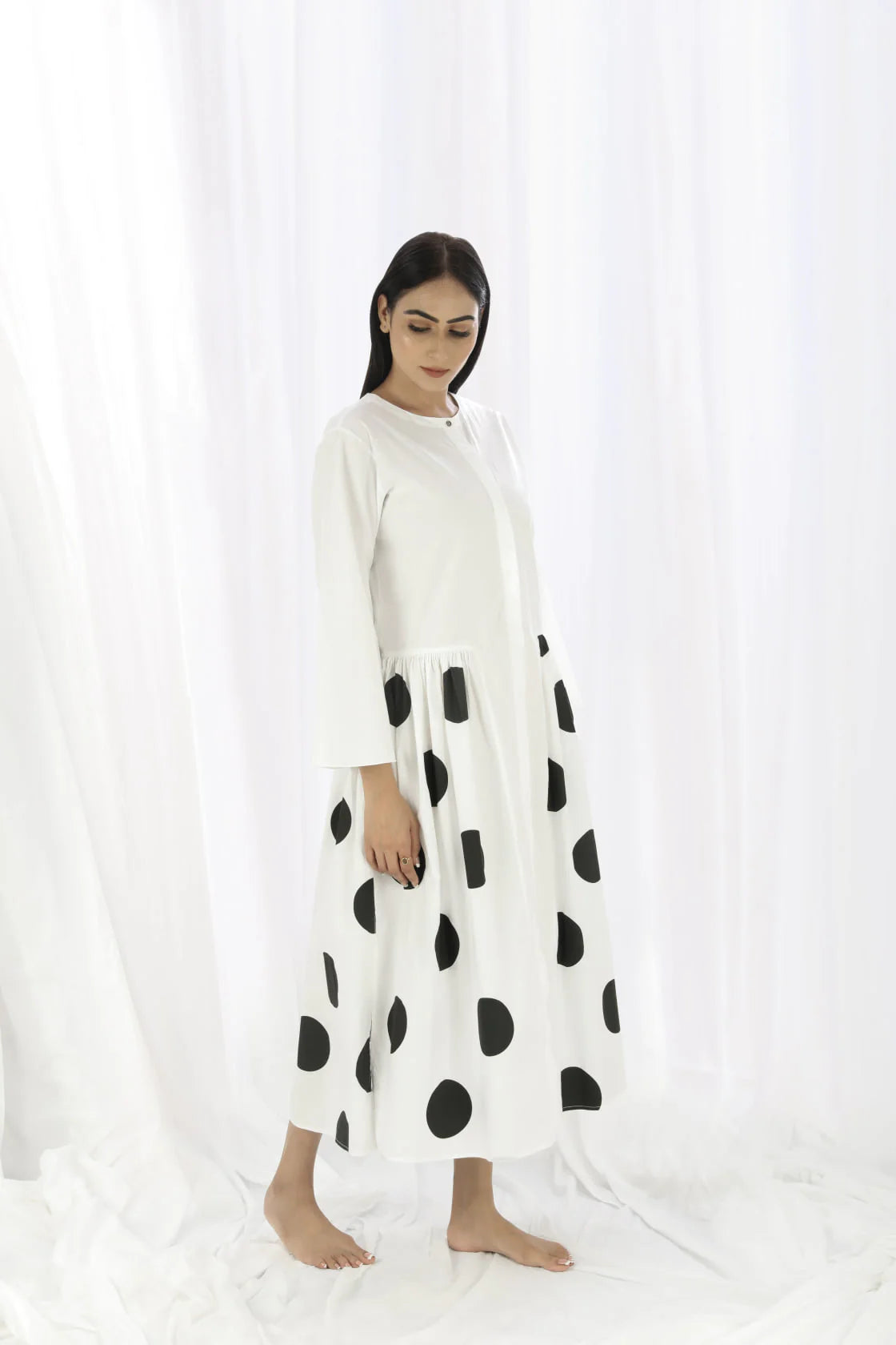 Bright White Side Gather Dress