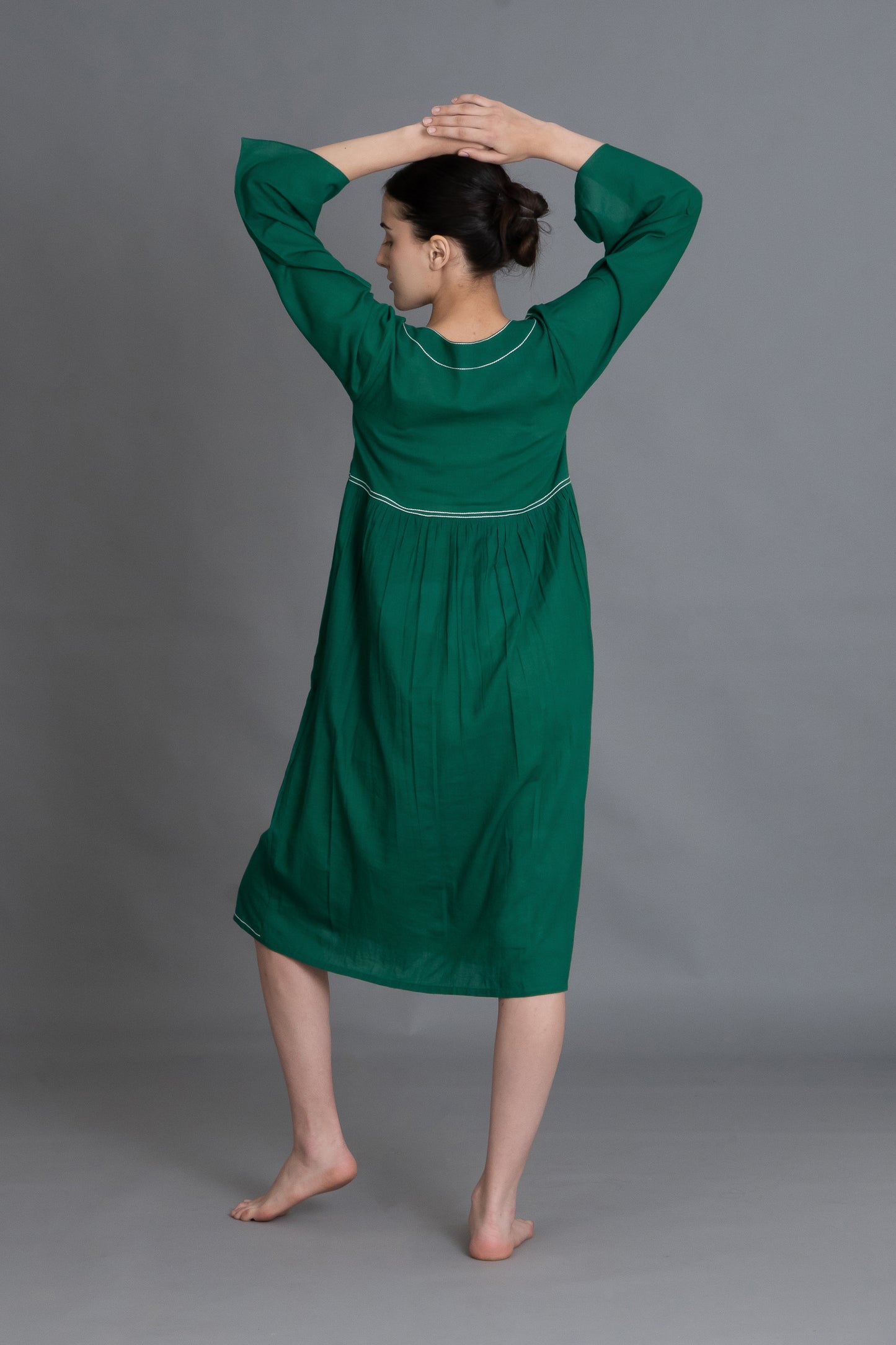 Green Square Neck Dress