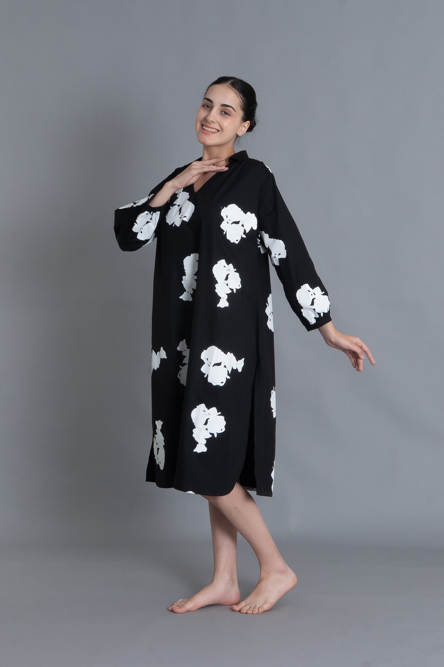 Black Floral Printed Dress