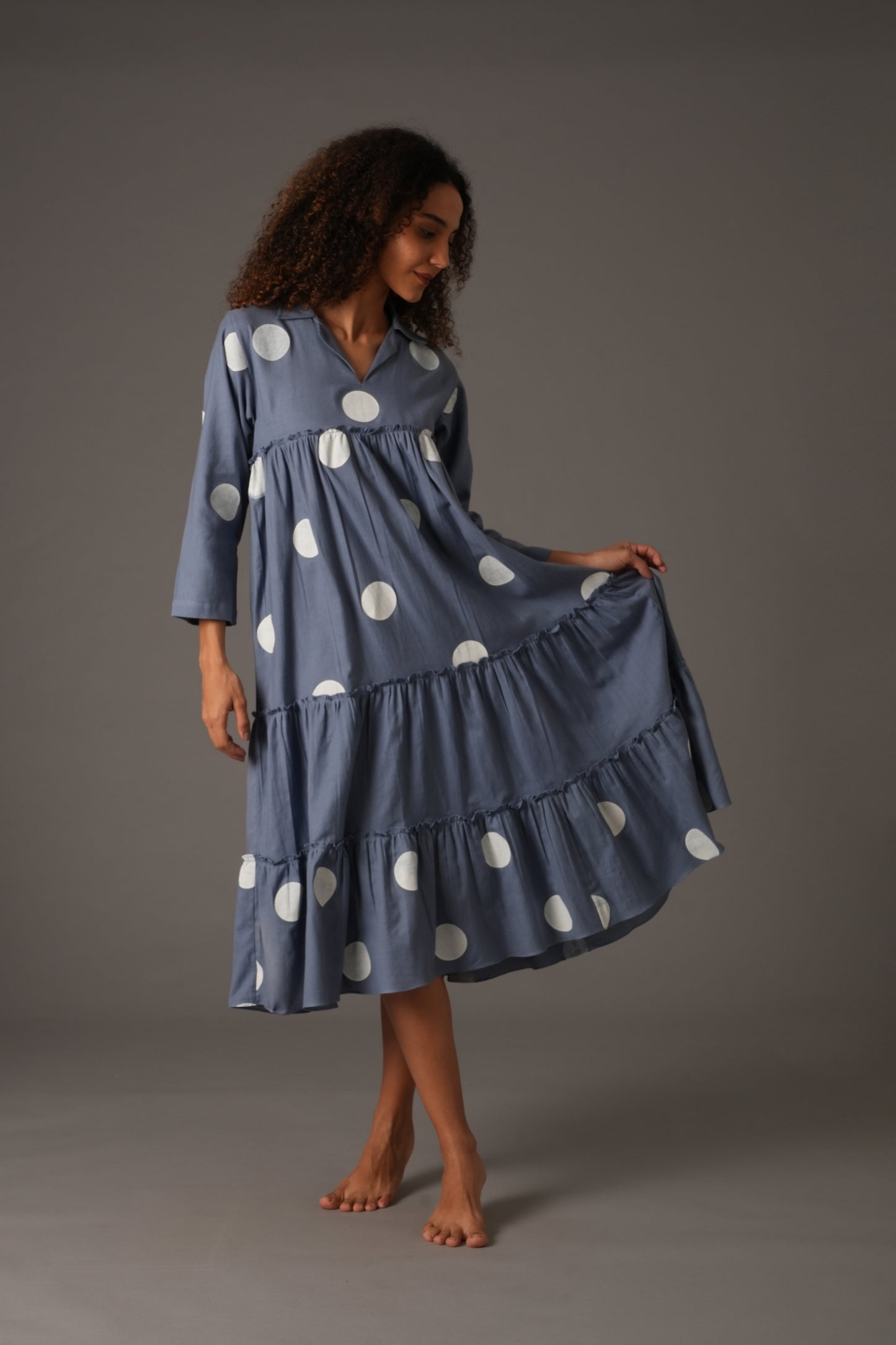 Powder Blue polka frill dress
