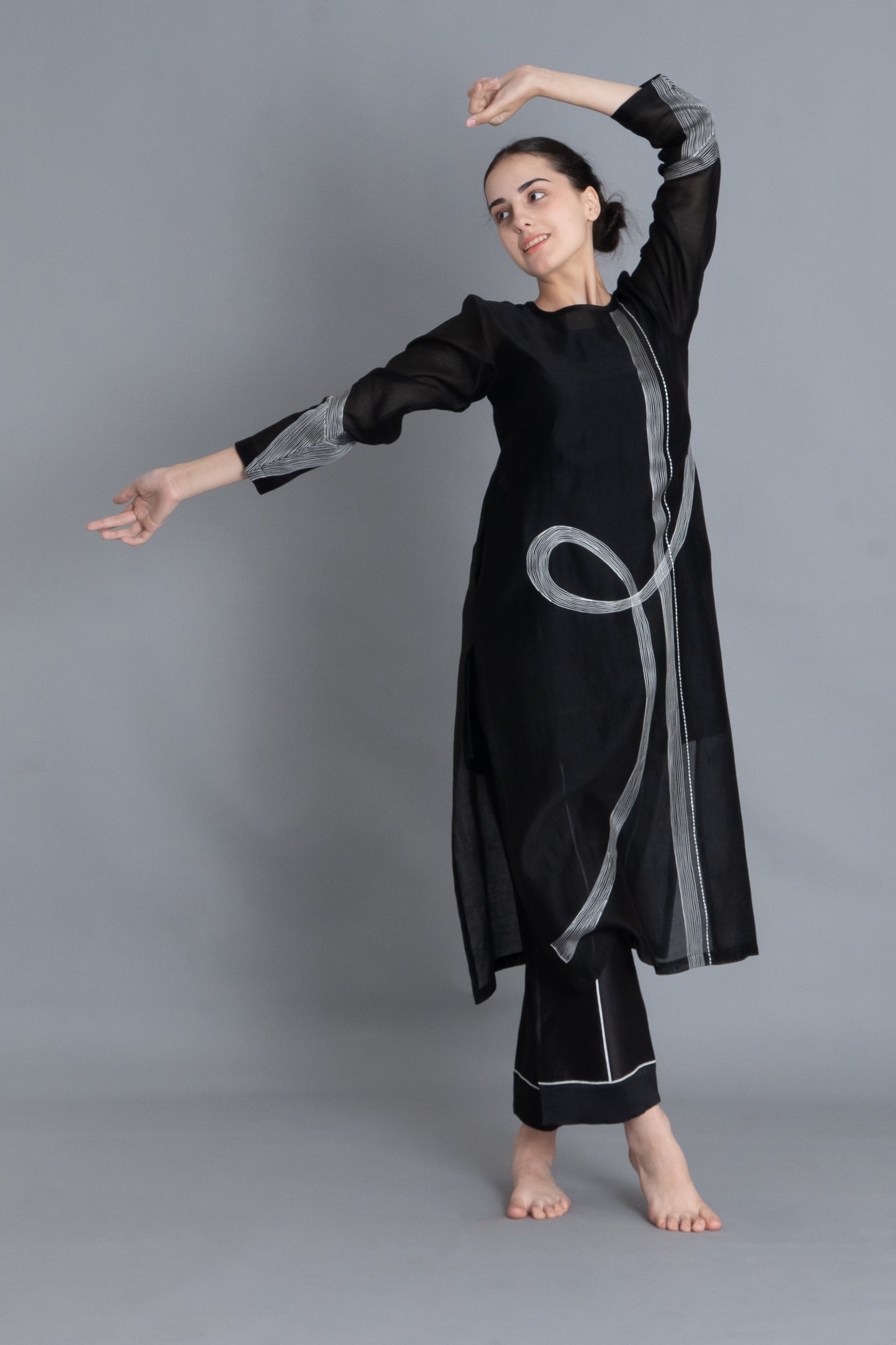 Khat Pantone Embroidered Dress Co-ord with Scraff