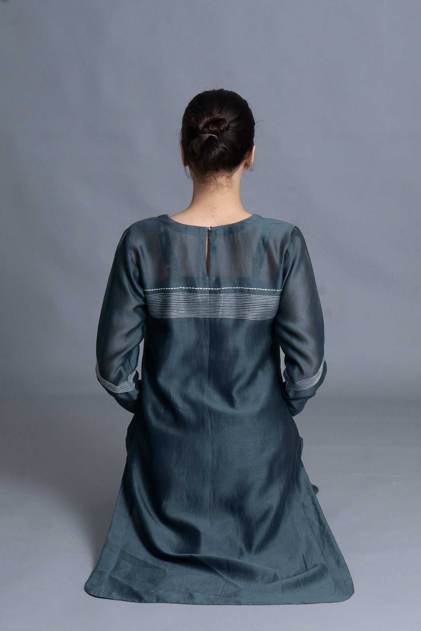 E-Mint Embroidery Dress Co-ord with Scraff