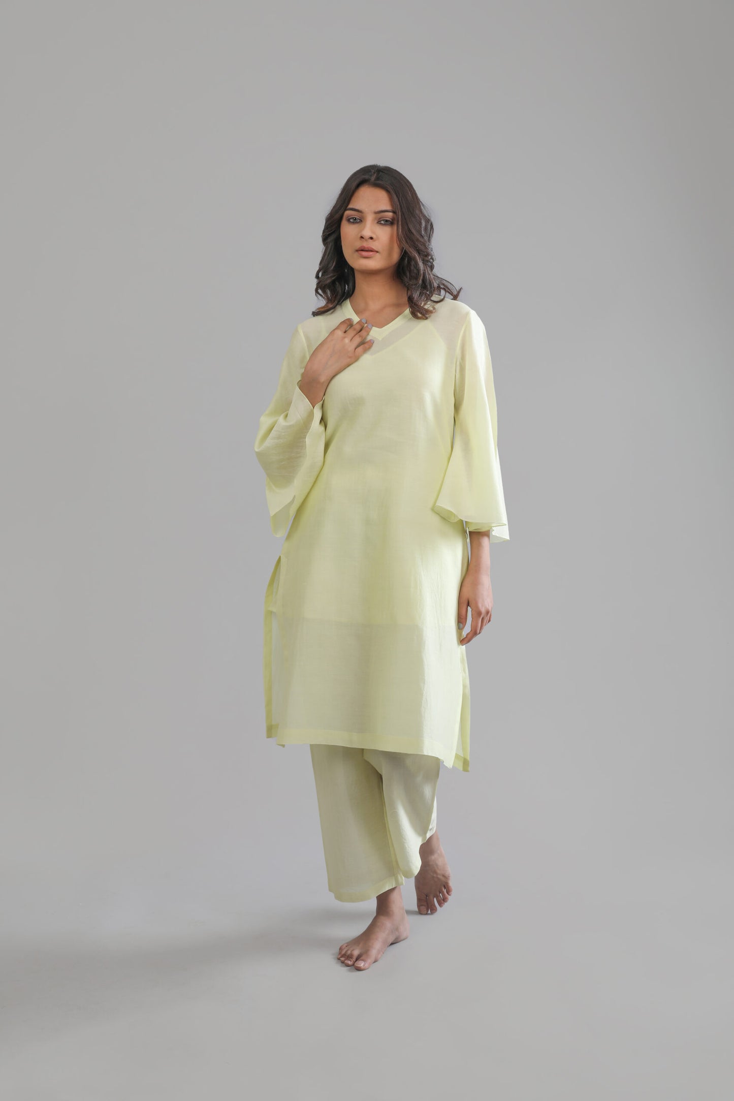 Lemon yellow kurta with pant