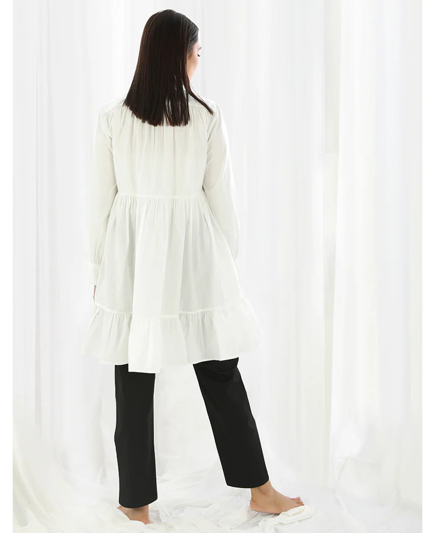 Bright White Shirt with Overlap Bottom