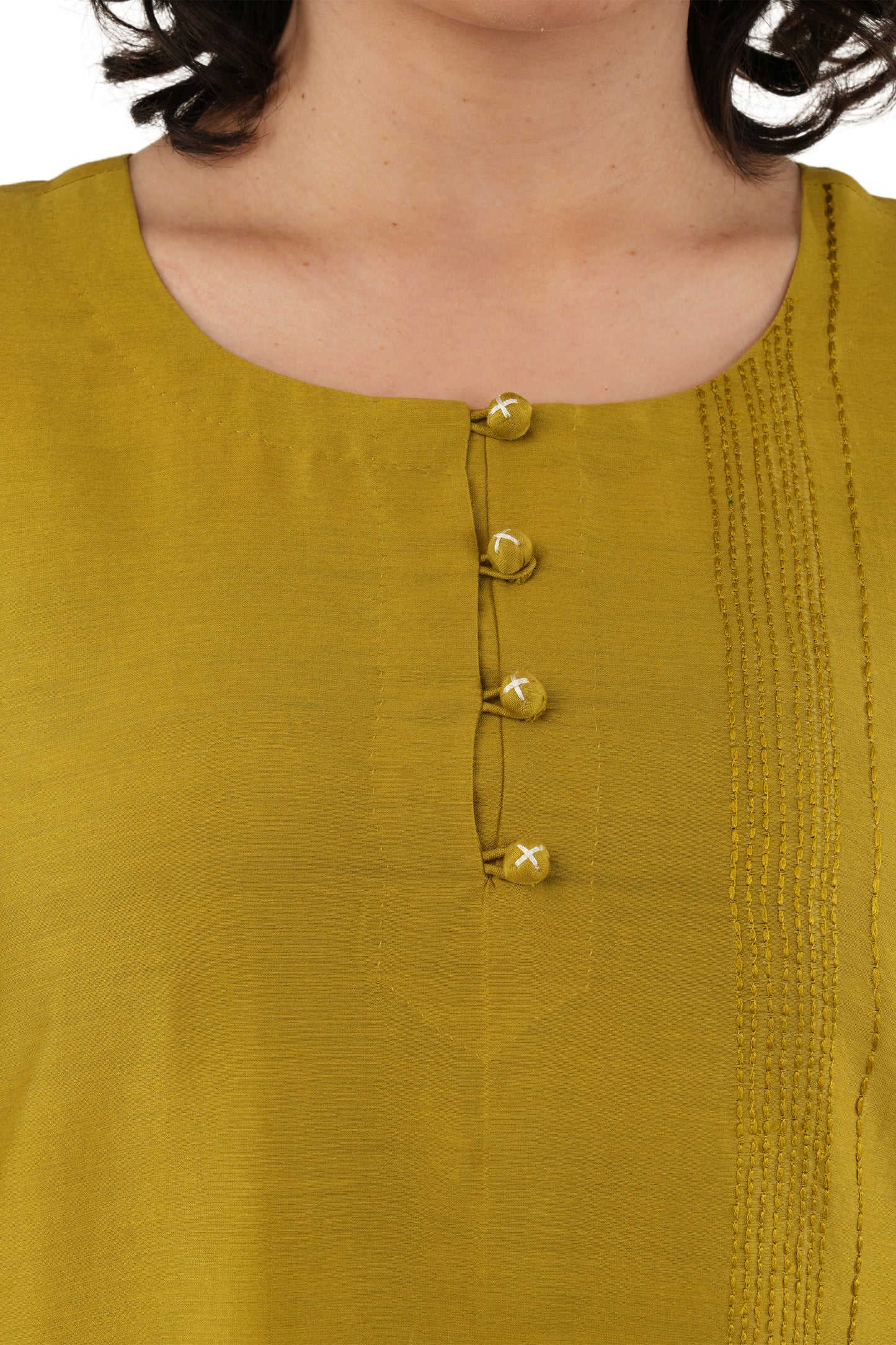 Olive Green Solid Straight Kurta With Bottom