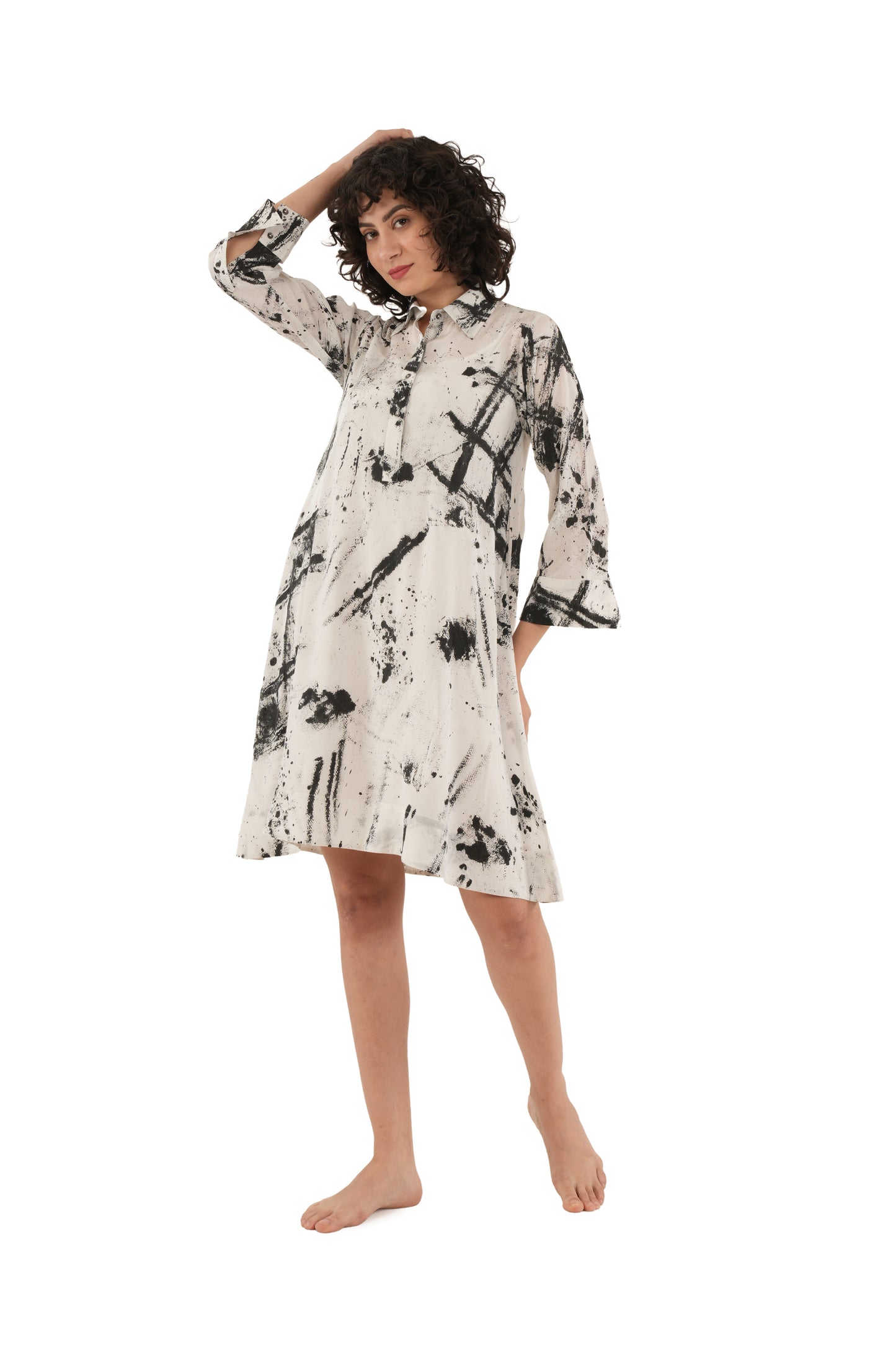 Black Silk Printed Shirt