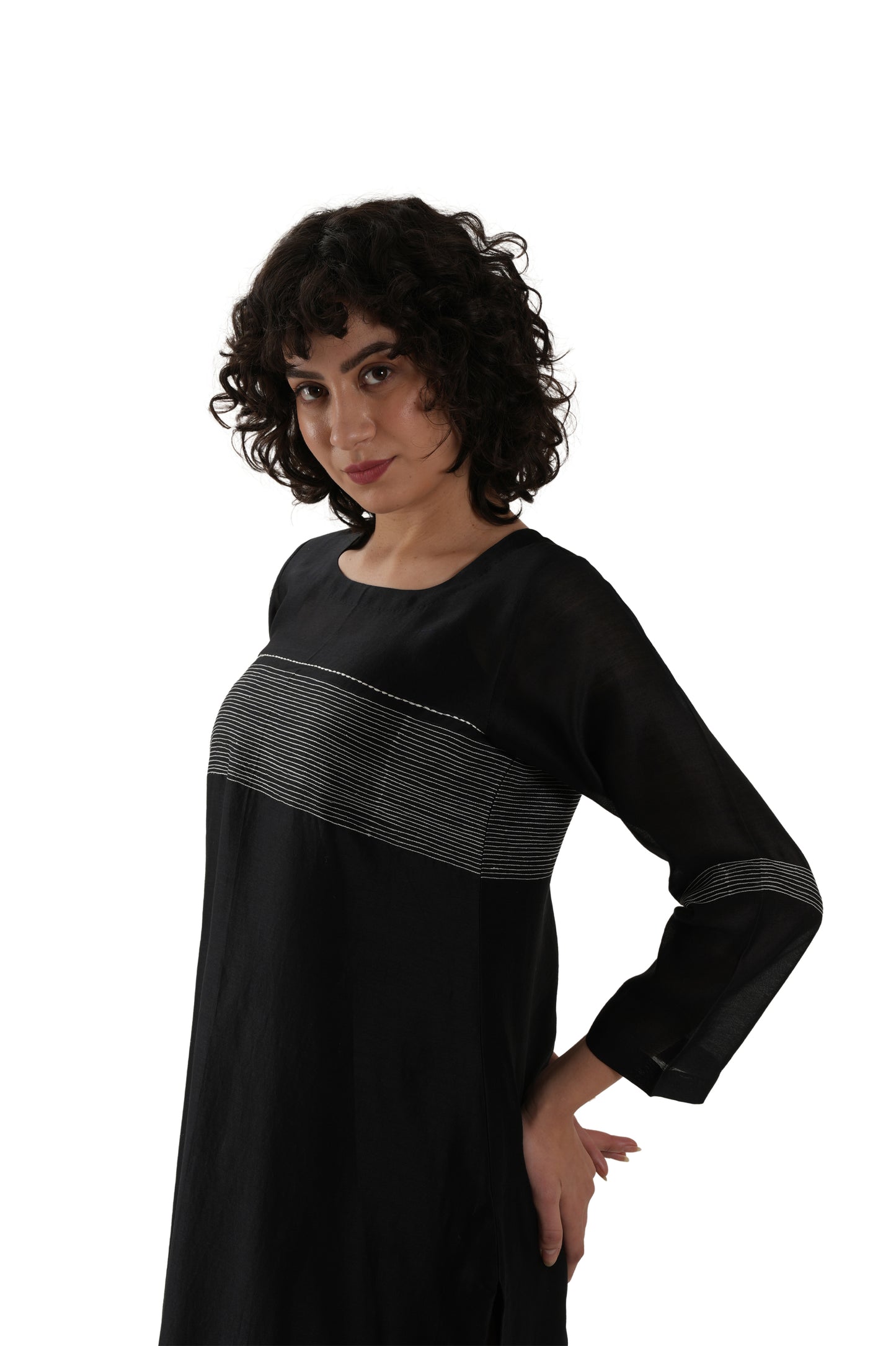 Khat Black Embroidery Dress