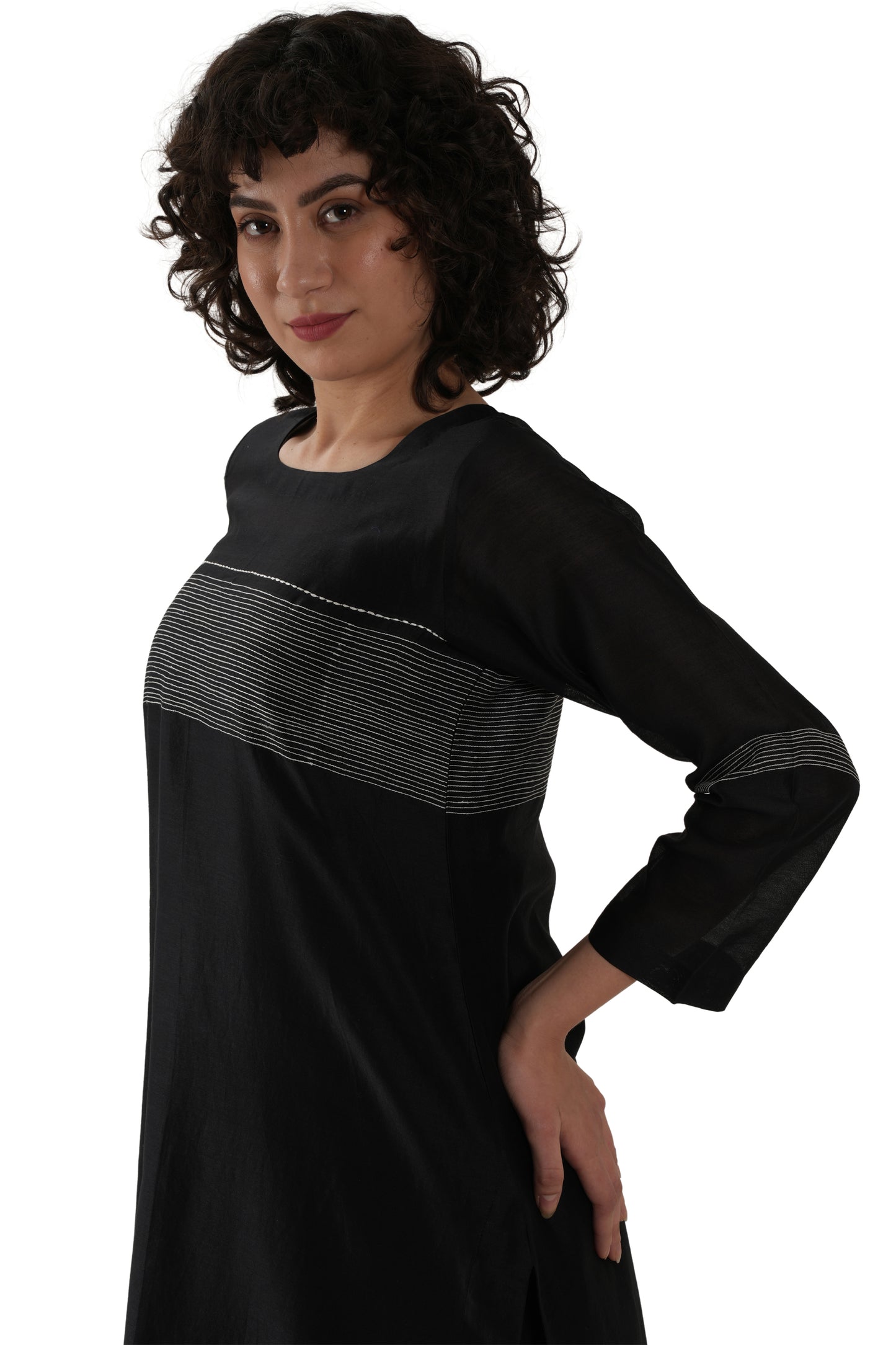 Khat Black Embroidery Dress Co-ord