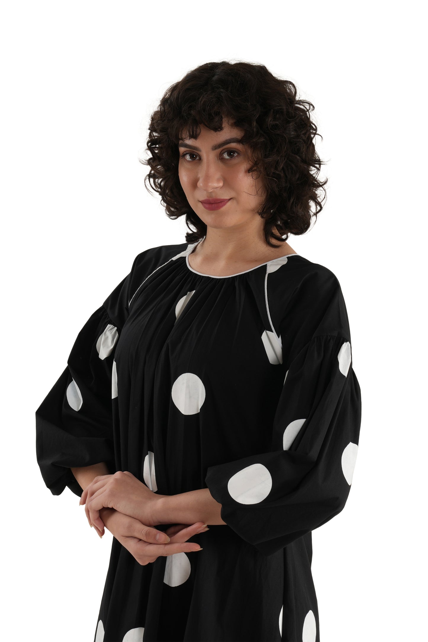 Black Biscoop Sleeve Dress with Bottom