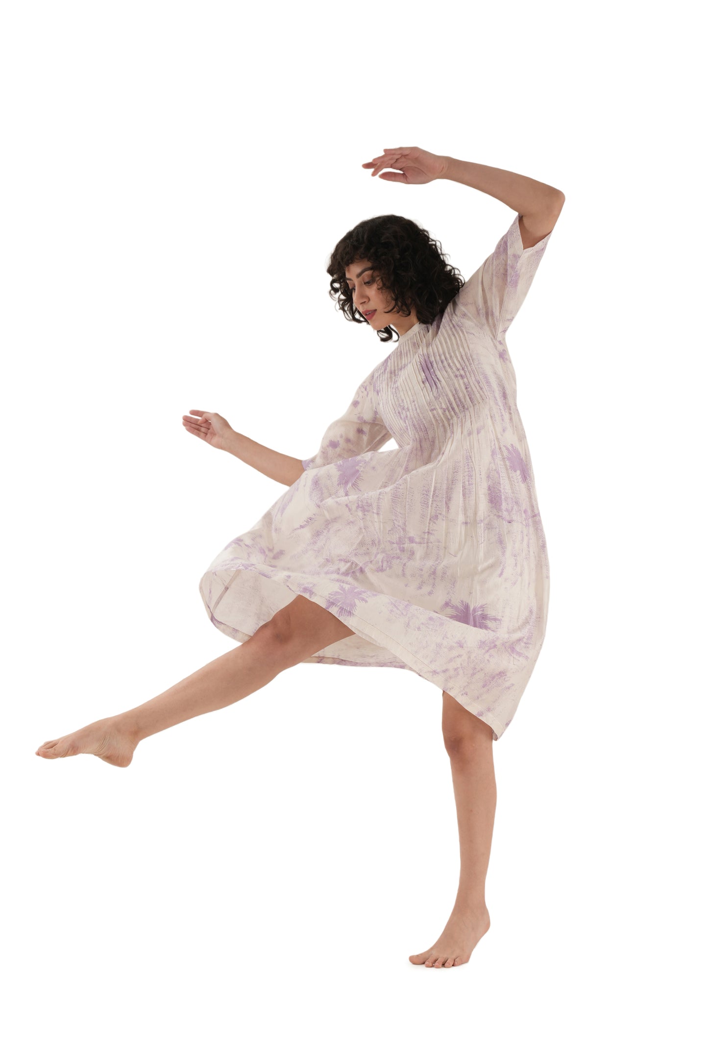 Texcher Print Pintuck Dress