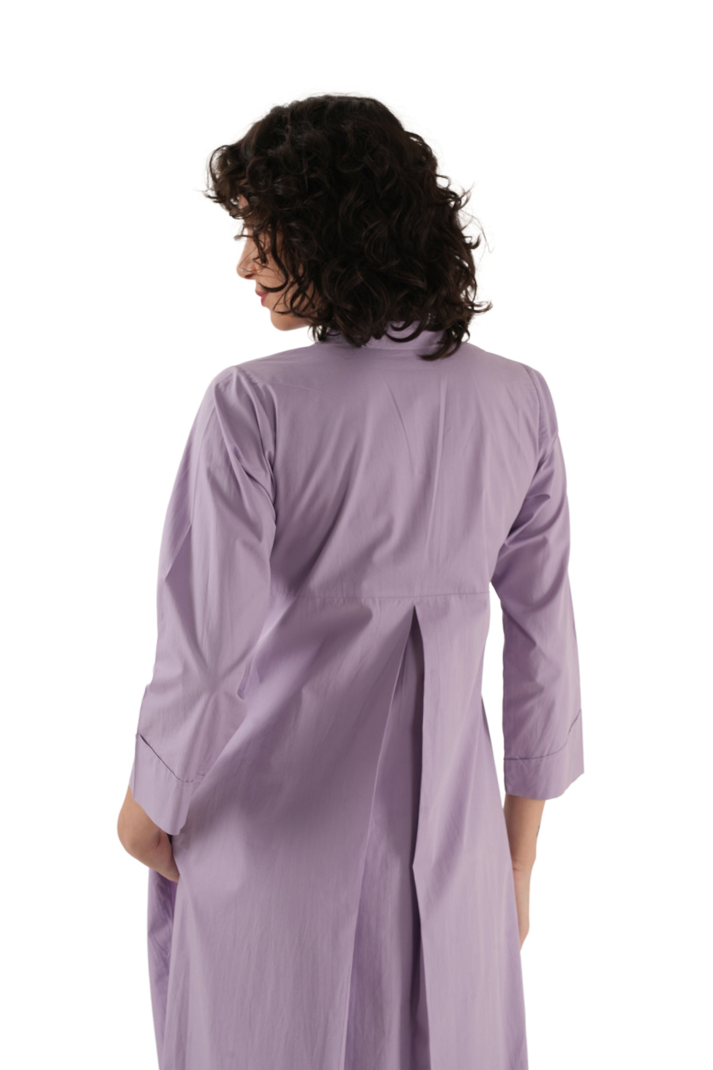 Lilac Straight Fit Kurta with Mandarin Collar
