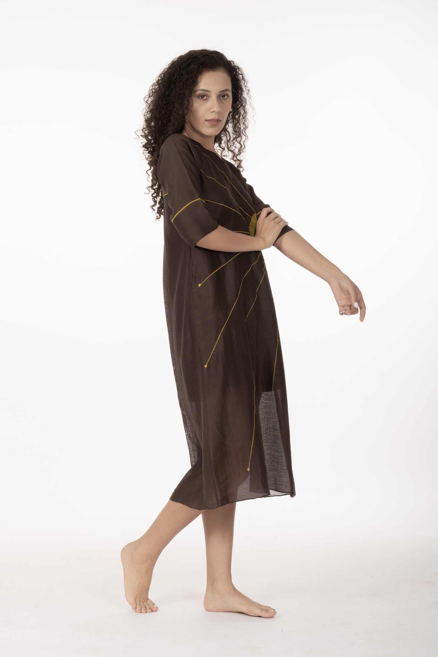 Cocoa Thread Art Dress with Bottom