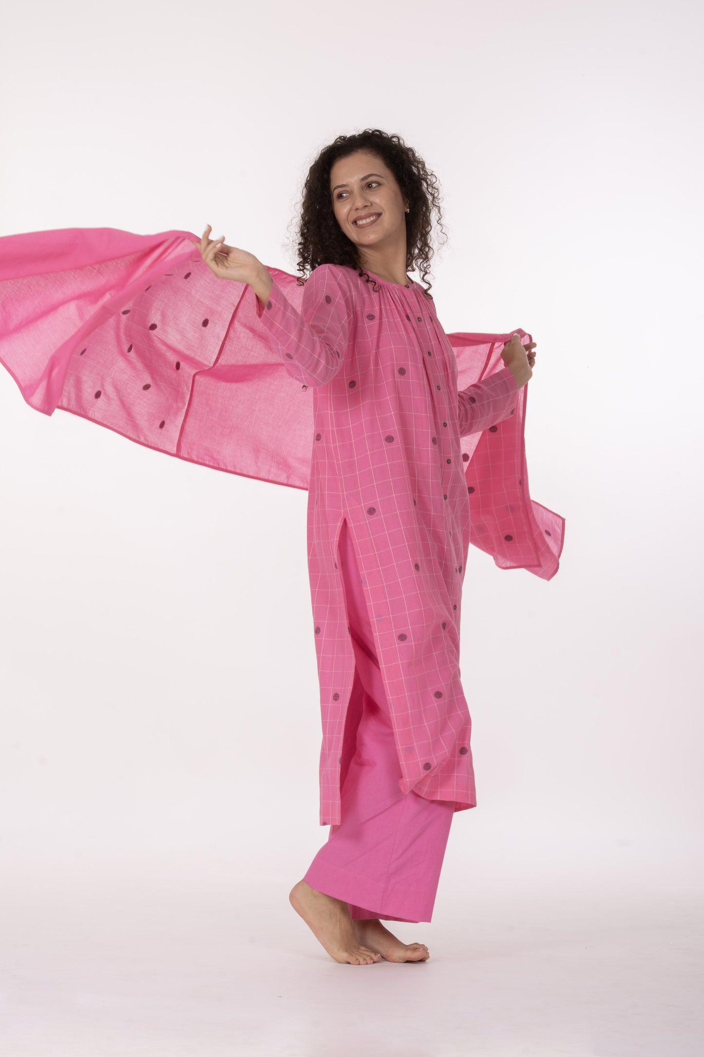 Rosé Check Midi Dress Co-ord