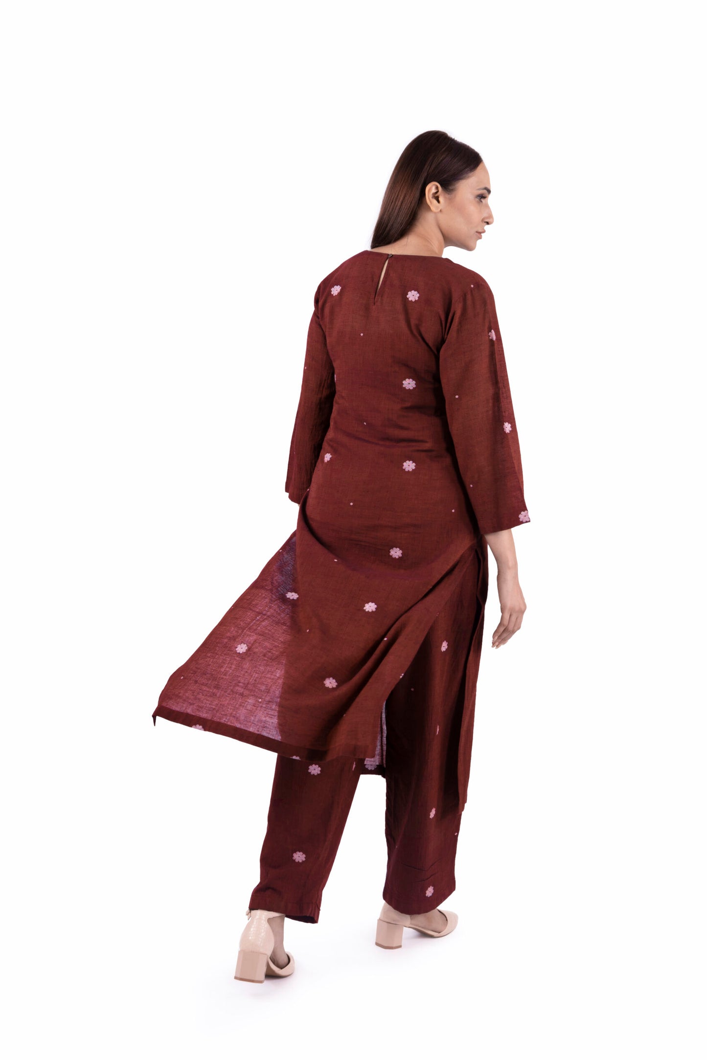 Red Handloom Kurta co-ord