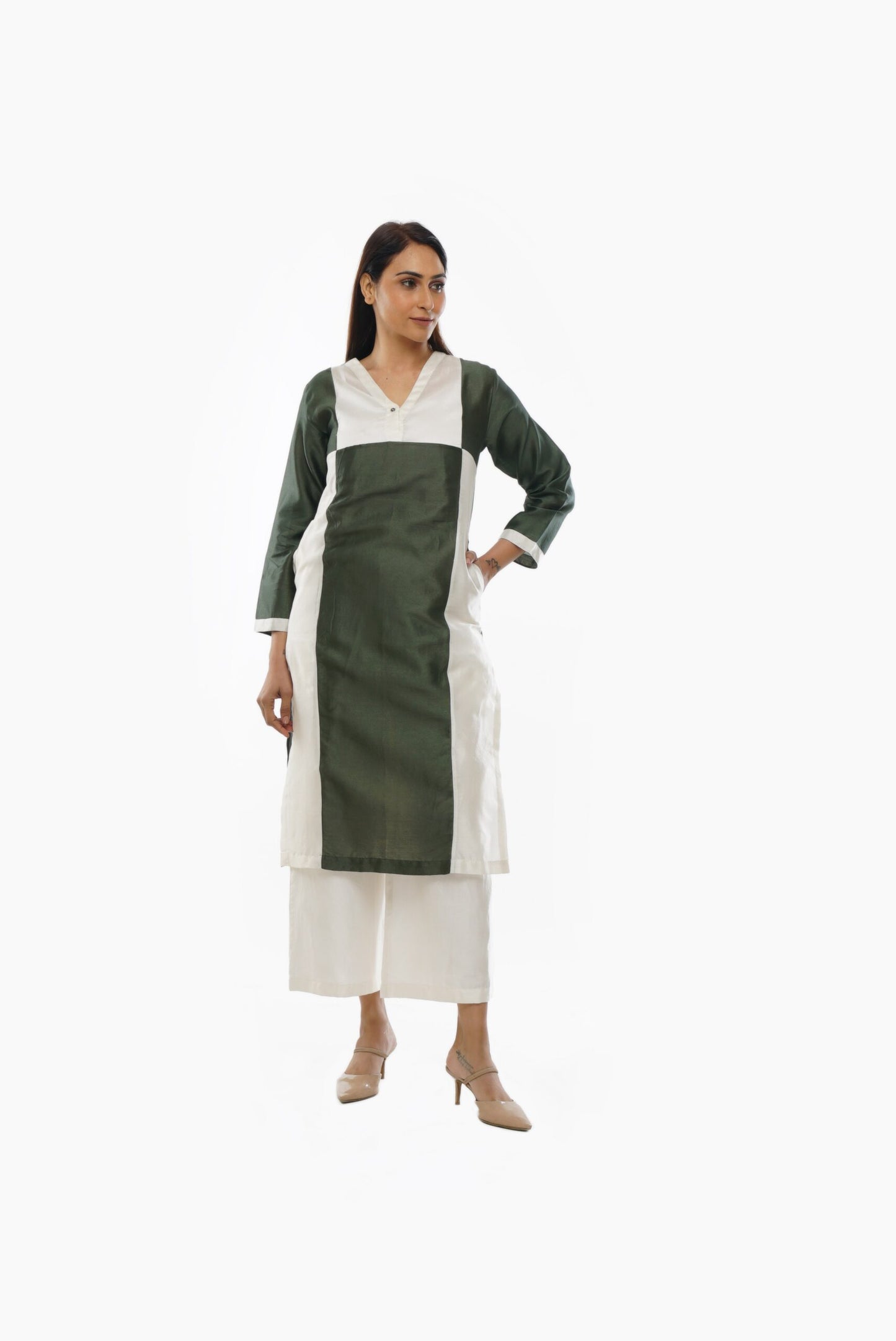 V-Neck Forest Green Top co-ord