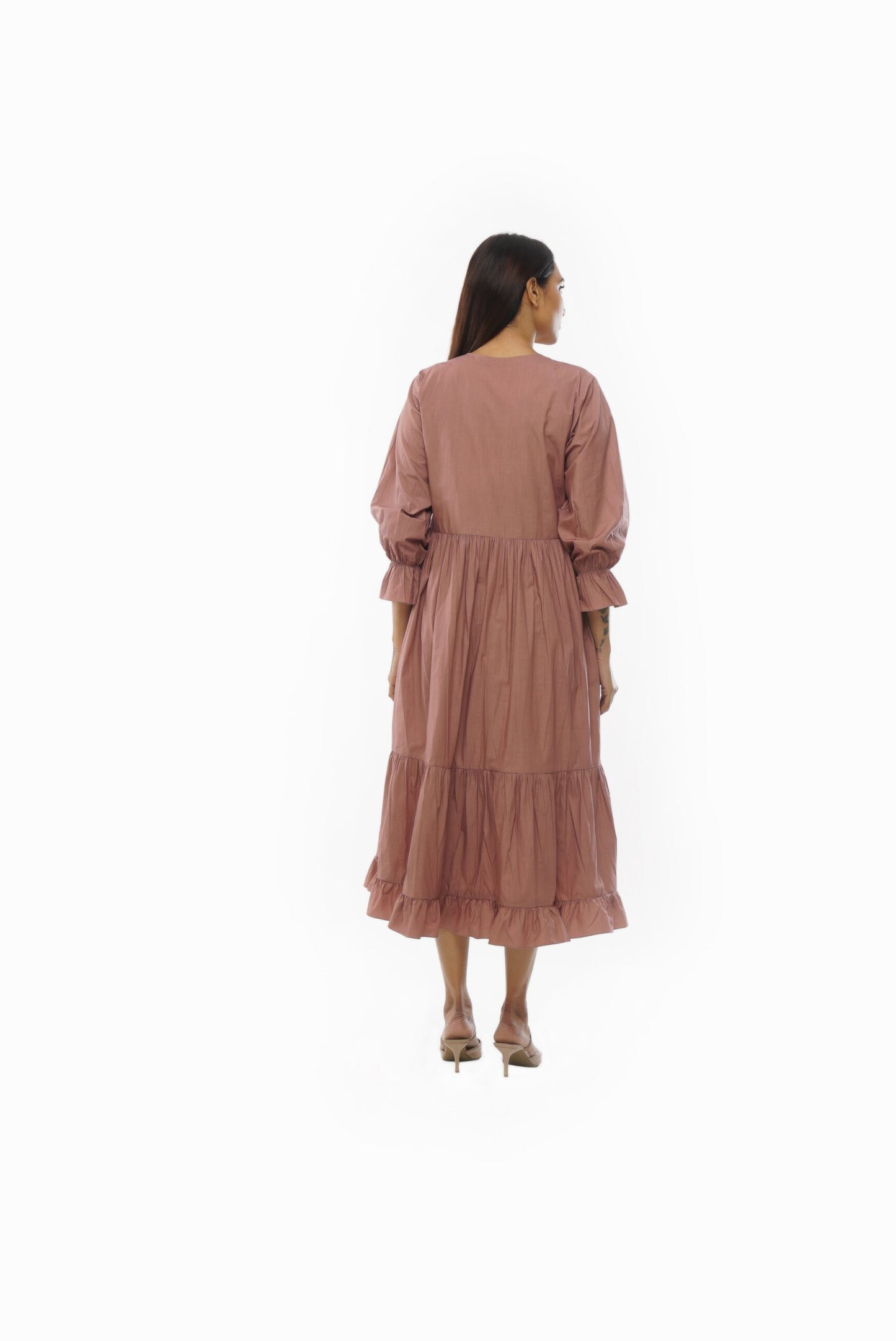 Pink Piltex Round Neck Dress