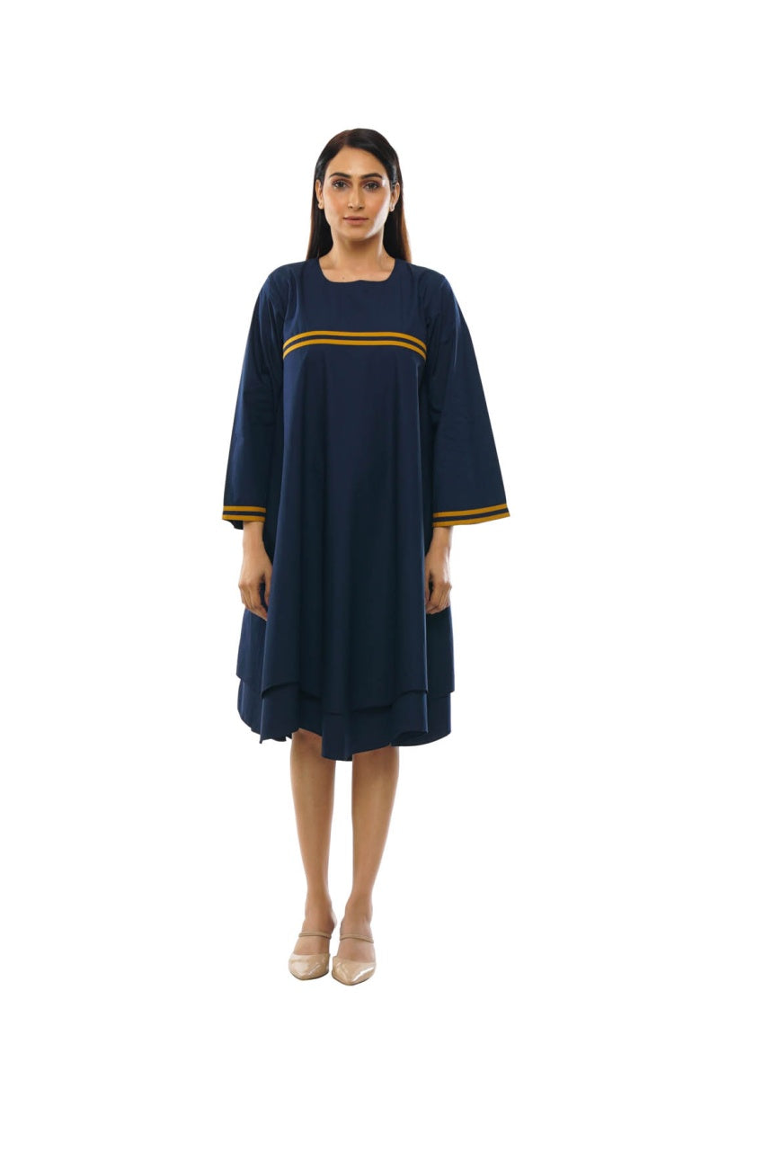 Navy Blue dubble lare-flair dress