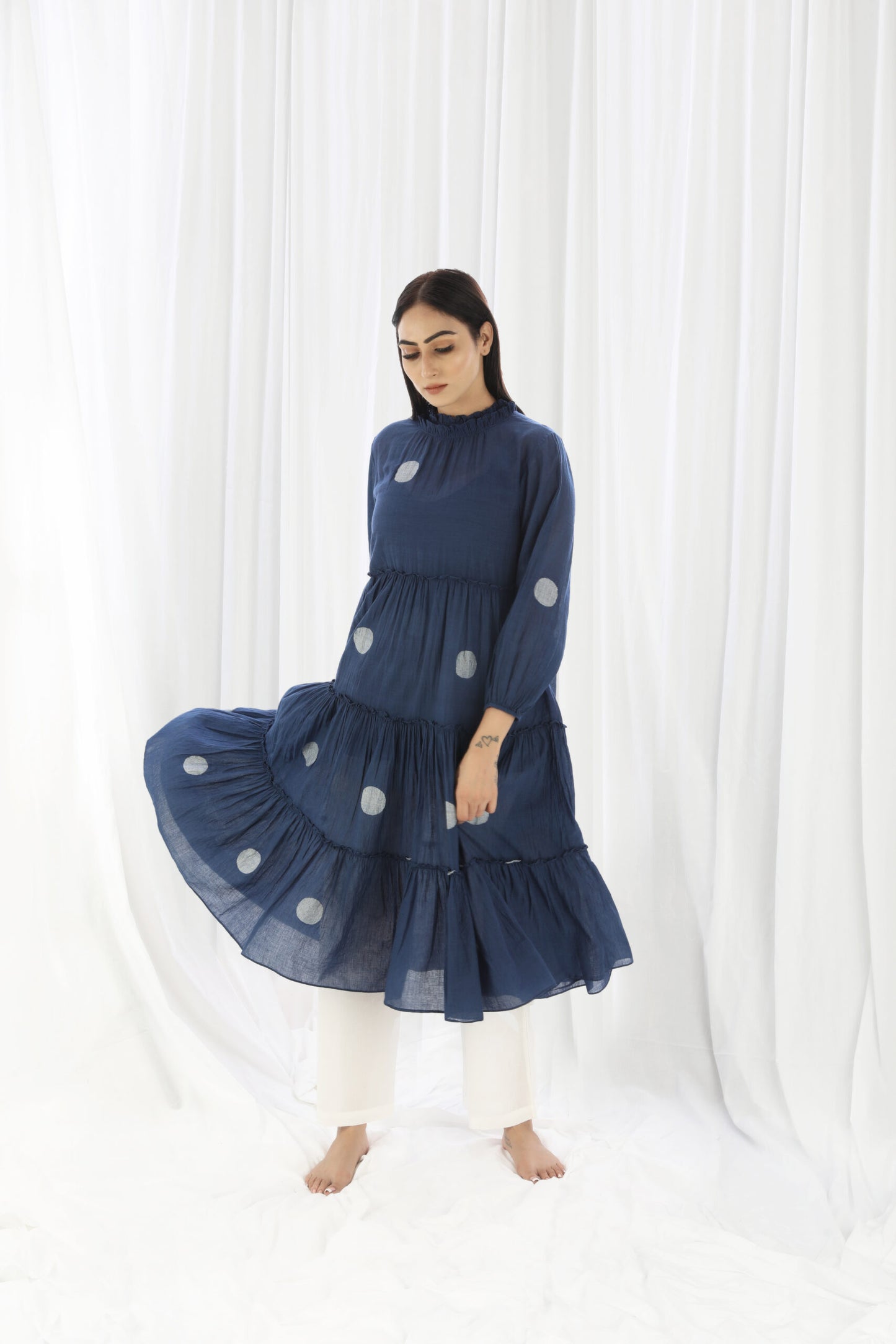 Navy Turtle Neck Tier Dress Co-ord