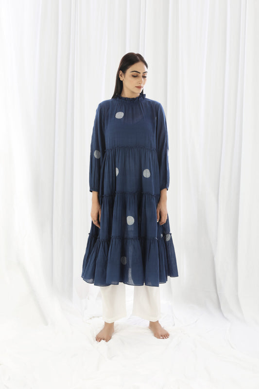 Navy Turtle Neck Tier Dress Co-ord