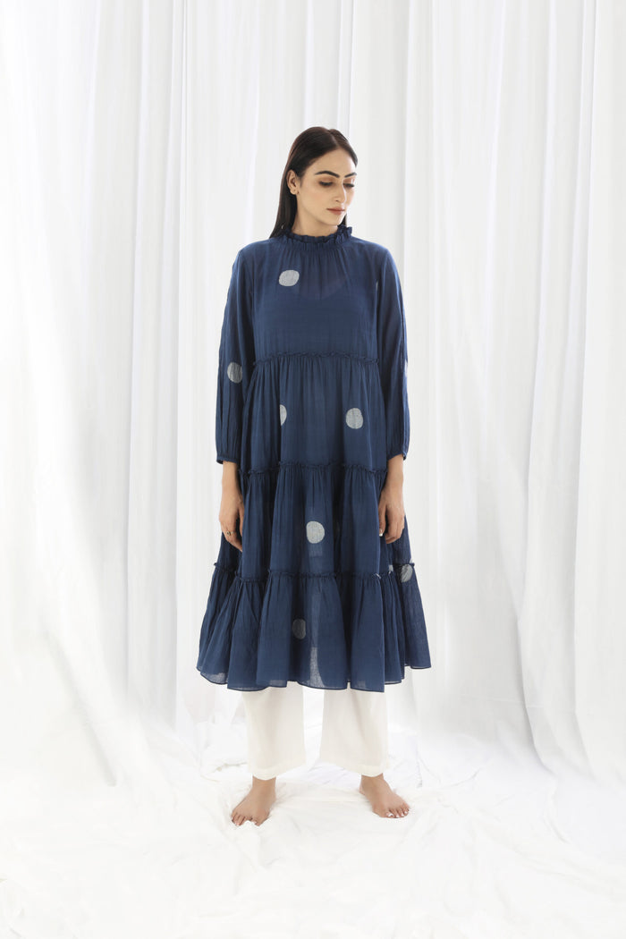 Navy Turtle Neck Tier Dress Co-ord