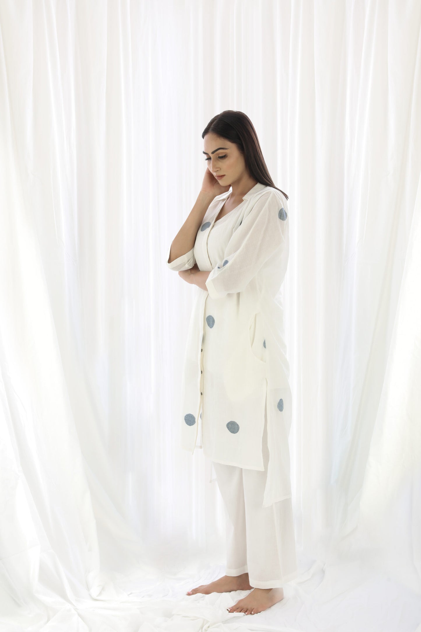 Bright White Back Placket Shirt Dress