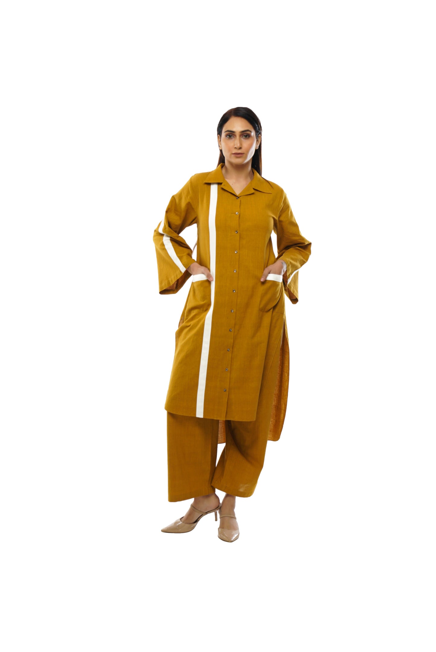 Musterd Cotton handloom kurta co-ord (Copy)