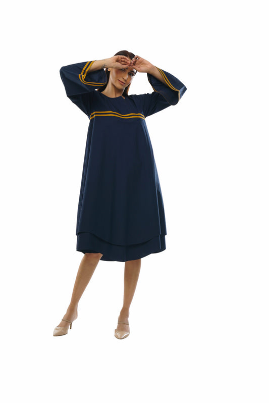 Navy Blue dubble lare-flair dress