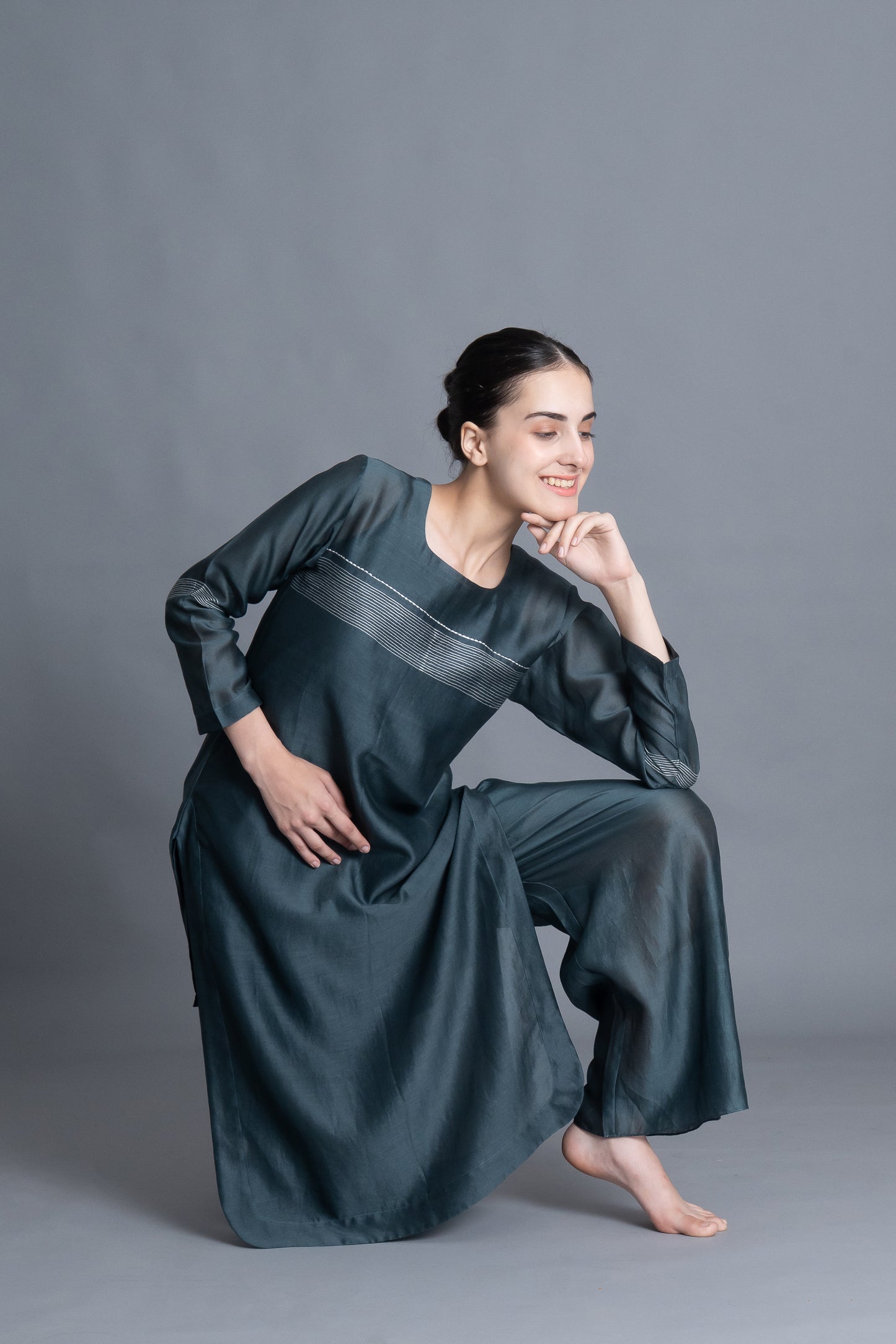 E-Mint Embroidery Dress Co-ord