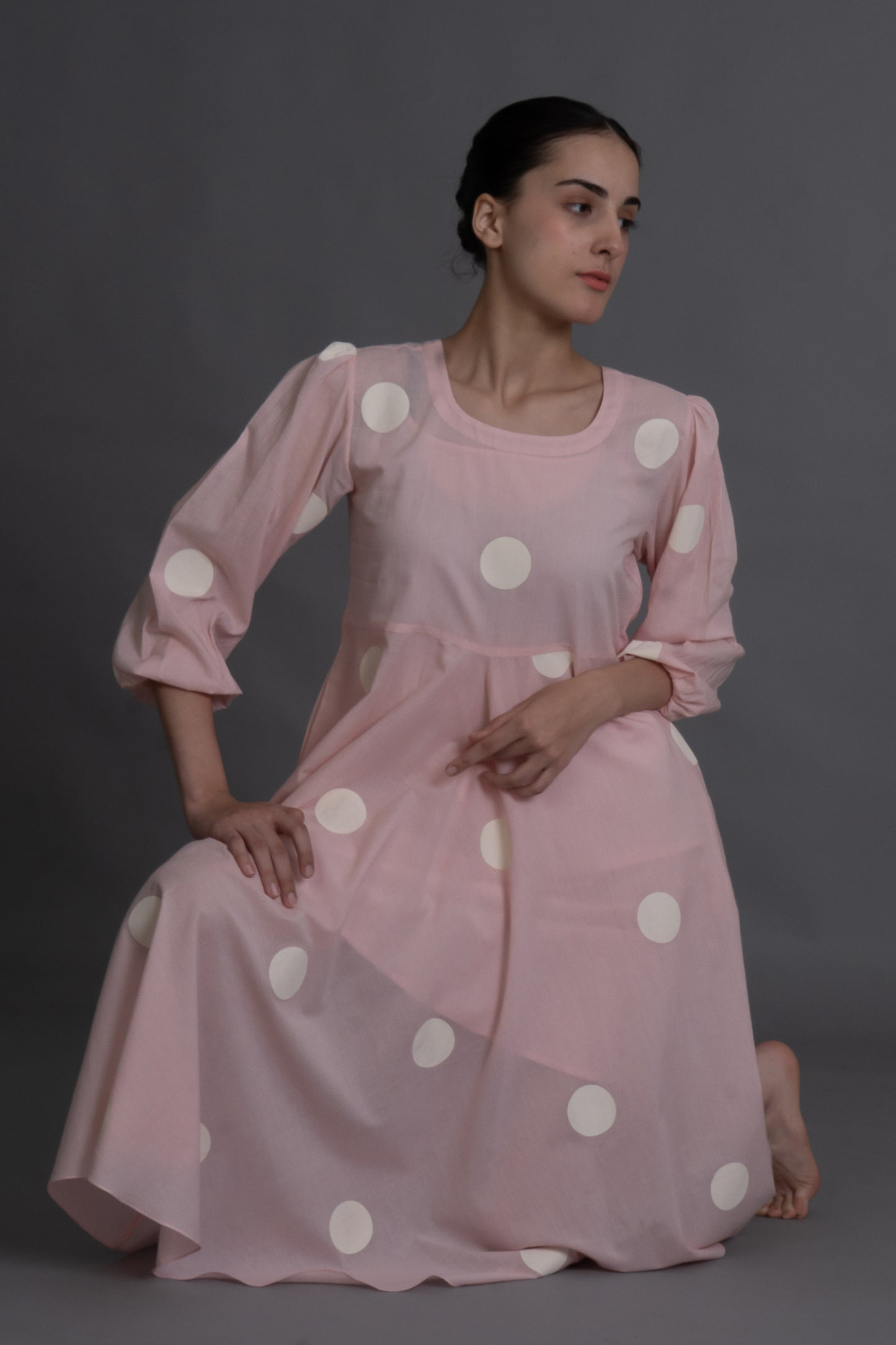 Pastel pink polka Dress Co-ord