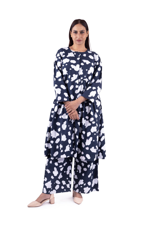 IRIS print one side gather’s Dress Co-ord