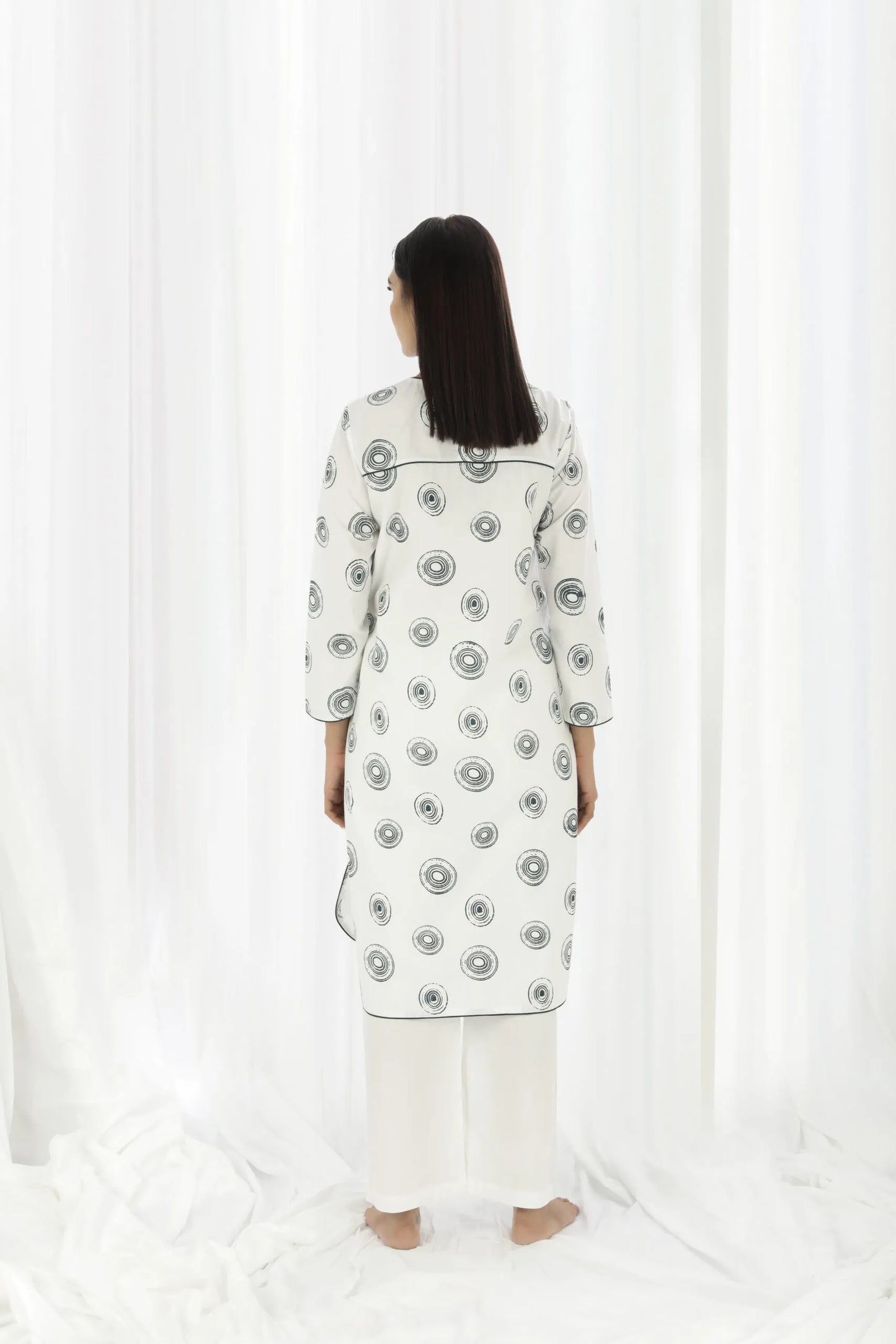 Circular Print Round Neck Kurta