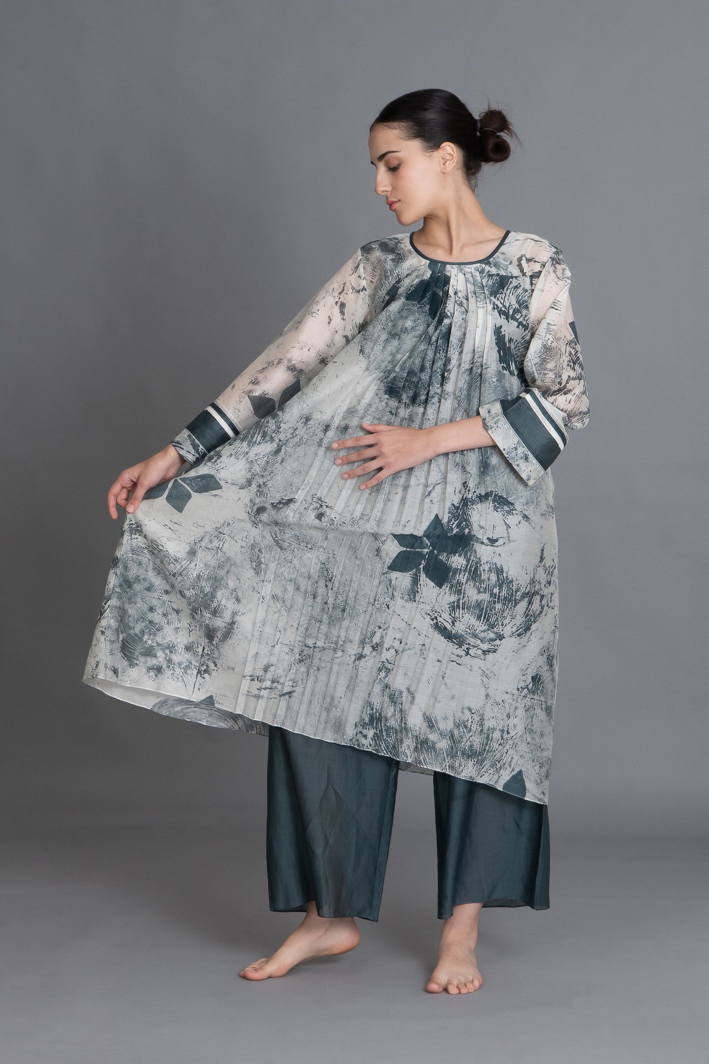 Mint Texture Print Dress Co-ord