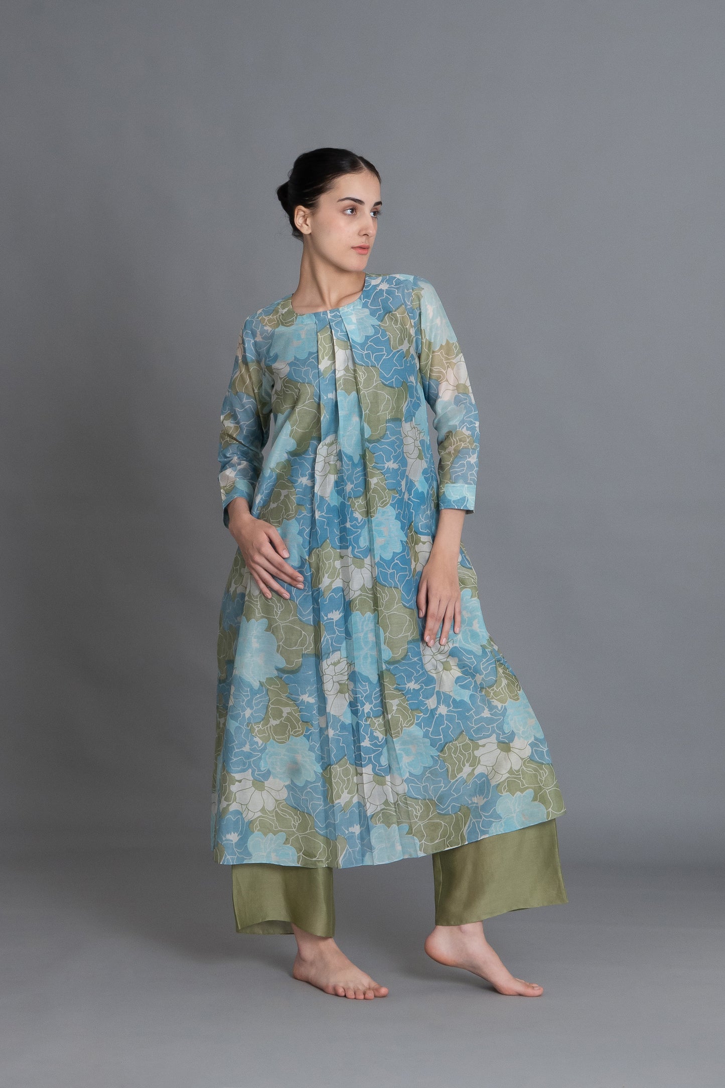 Ocean Blue Floral Print Dress Co-ord