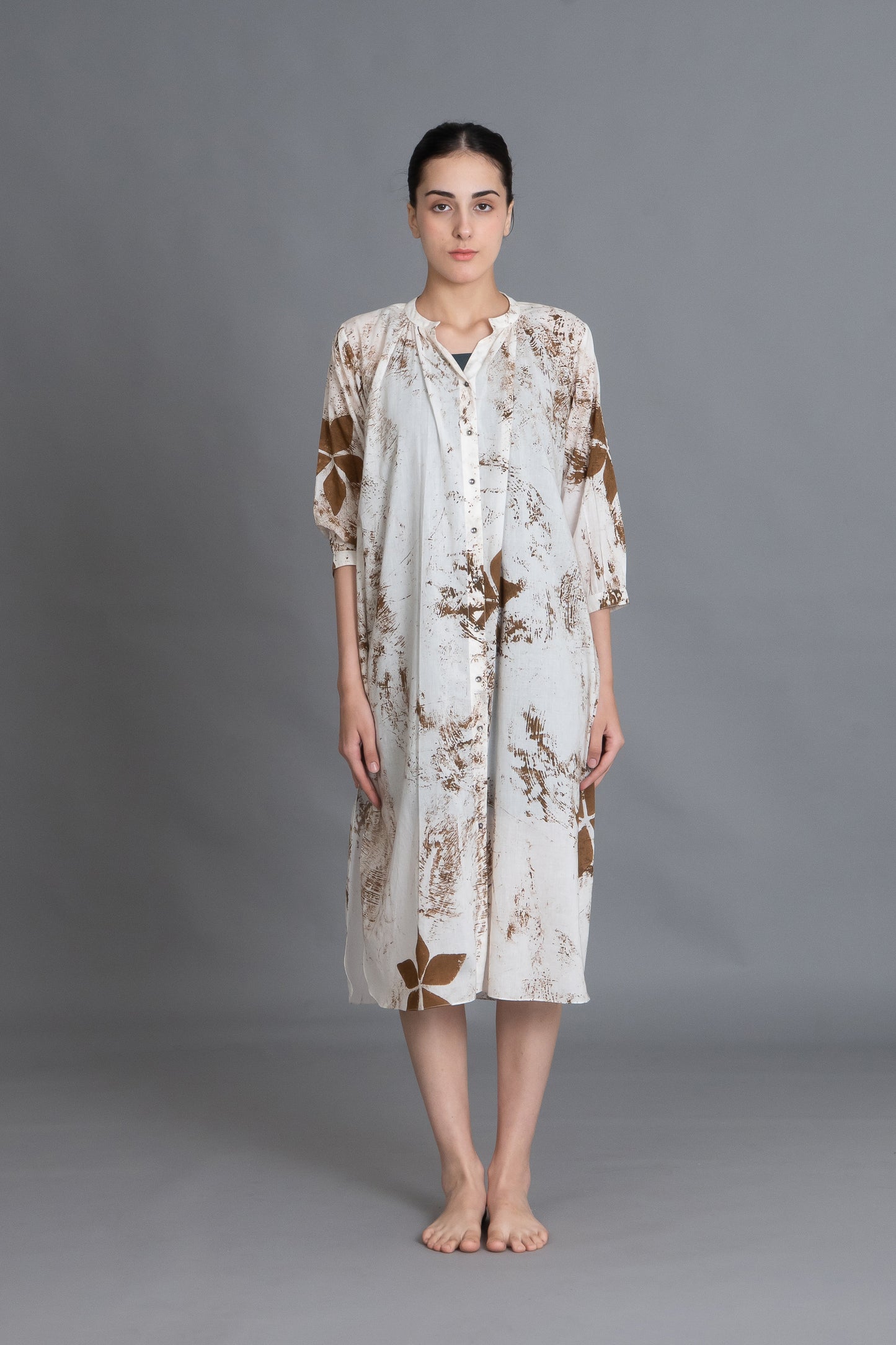 Earthy Brown Print Dress