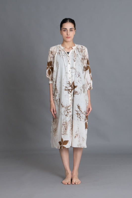 Earthy Brown Print Dress