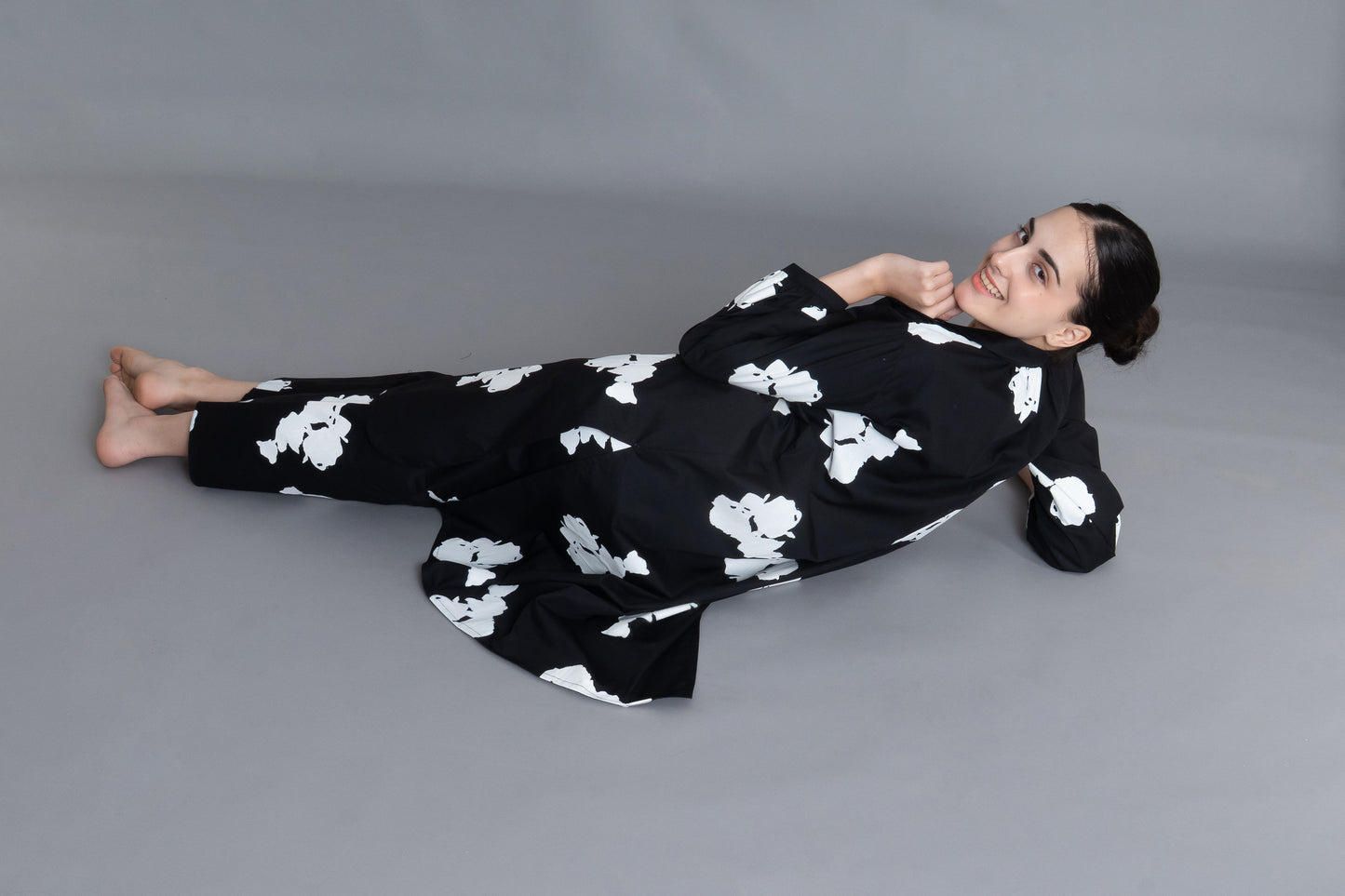 Black Floral Printed Dress Co-ord