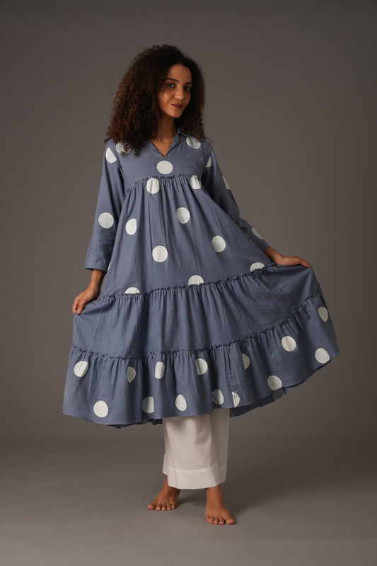 Powder Blue polka frill dress Co-ord