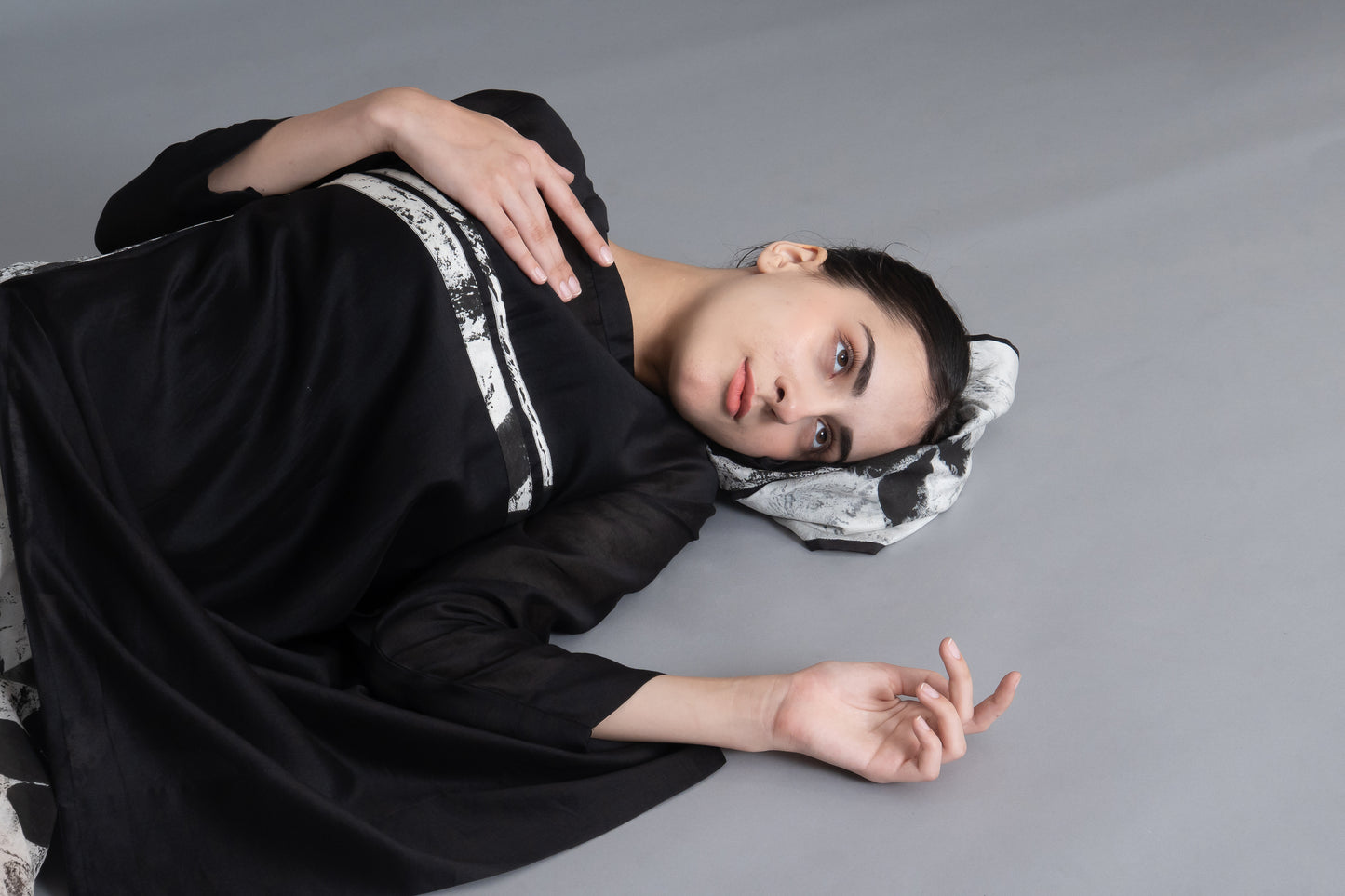 Black Textured Pleated Dress Co-ord