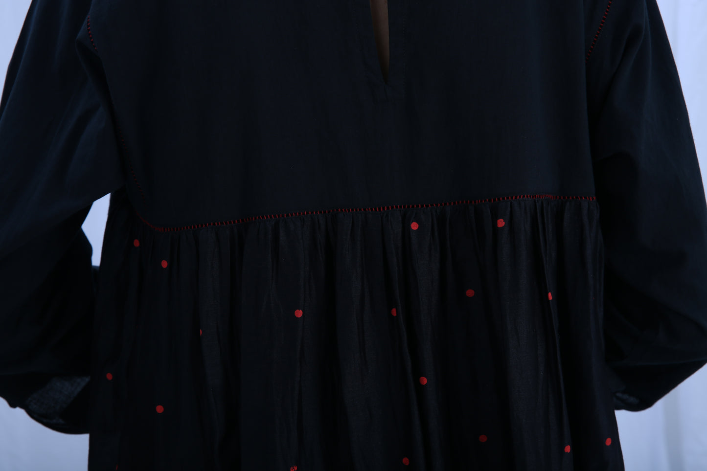 Black Red Dot round neck Dress Co-ord