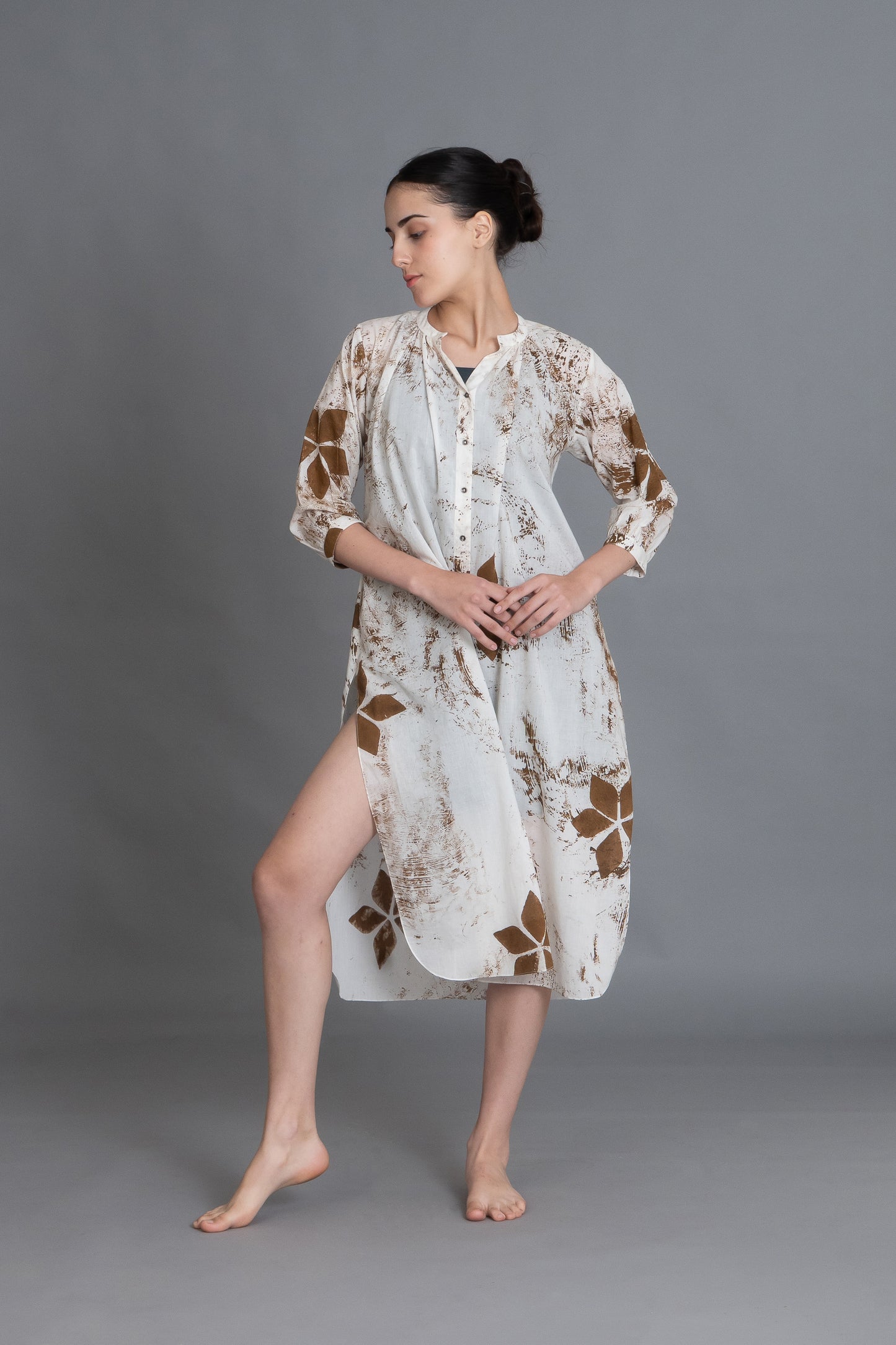 Earthy Brown Print Dress