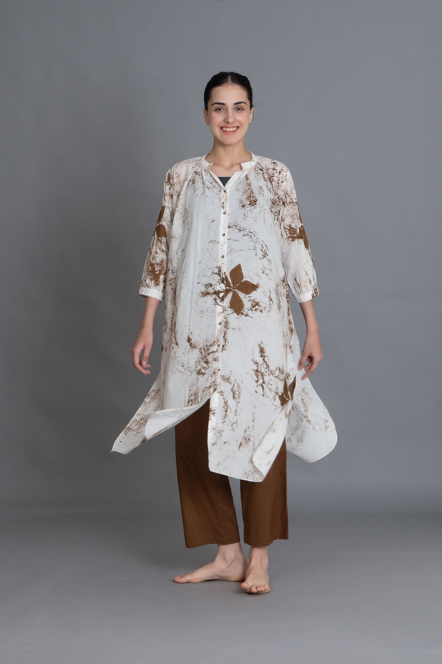 Earthy Brown Print Dress Co-ord