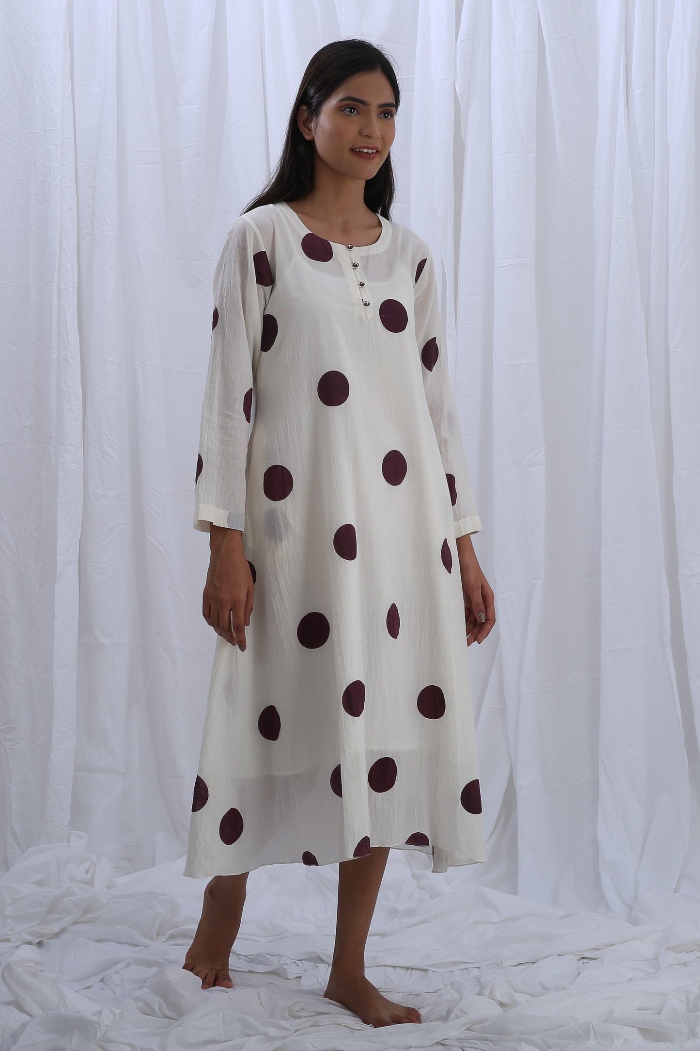 Berry polka round neck Dress