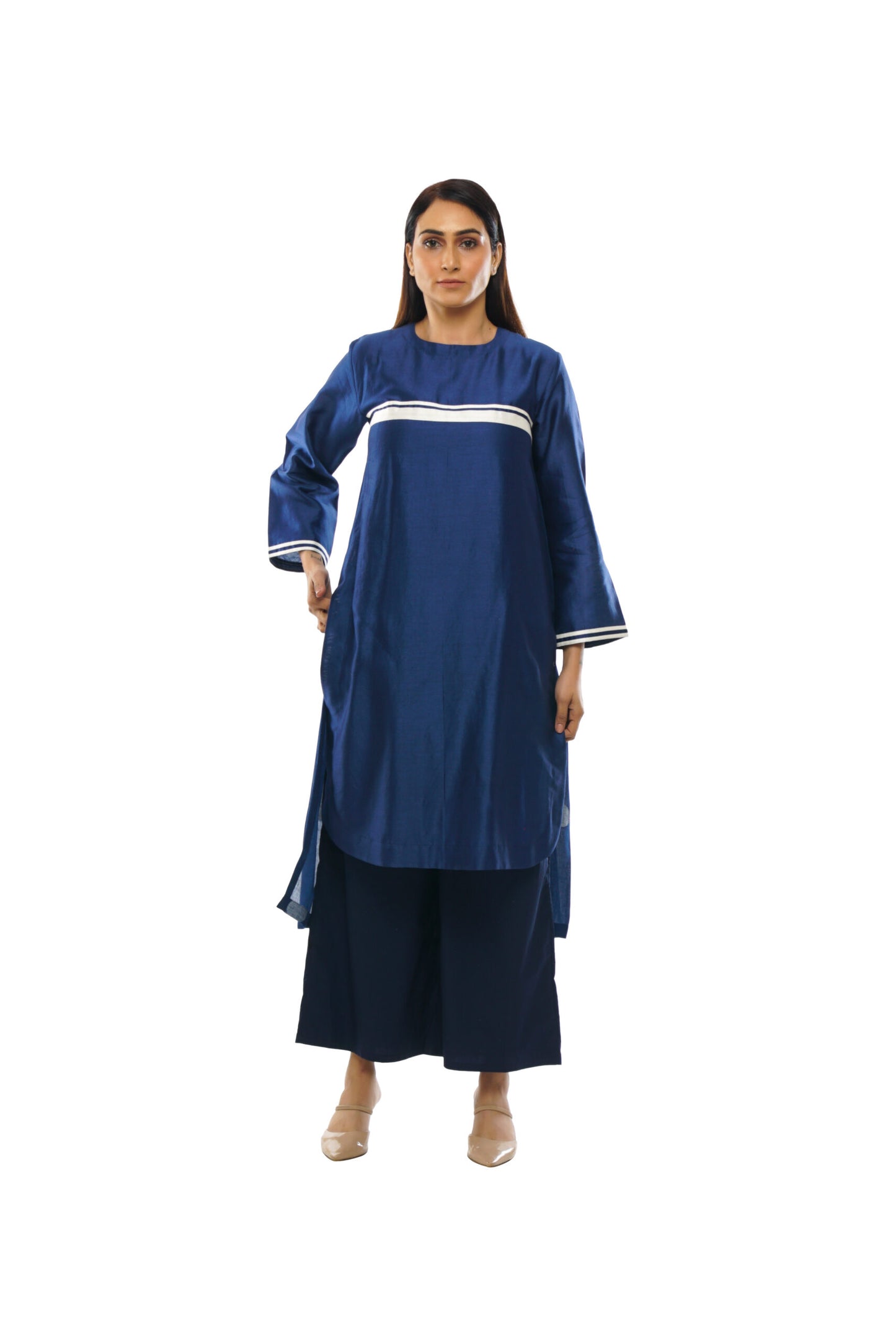 Navy blue round neck kurta