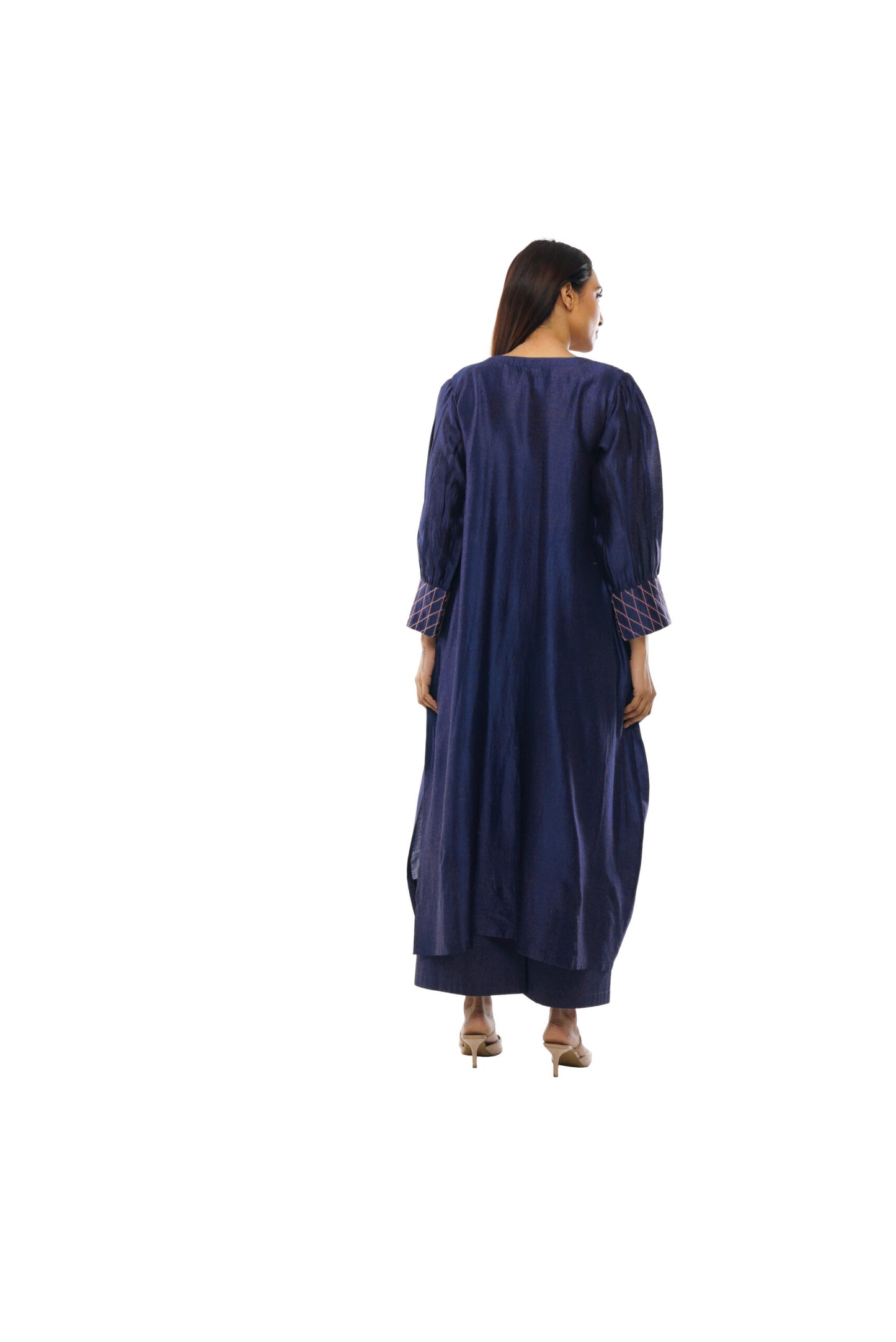 Navy blue embroidery dress co-ord with scraff